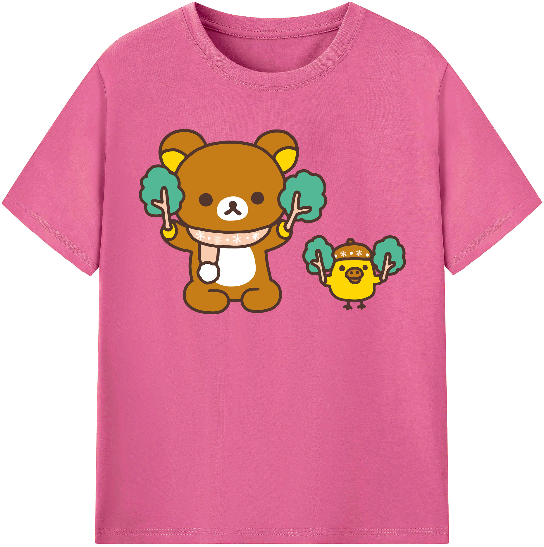 （画像用） リラックマ リラックマ キイロイトリ Rilakkuma Korilakkuma Kiiroitori レディースカジュアルプリントTシャツ（綿100％）