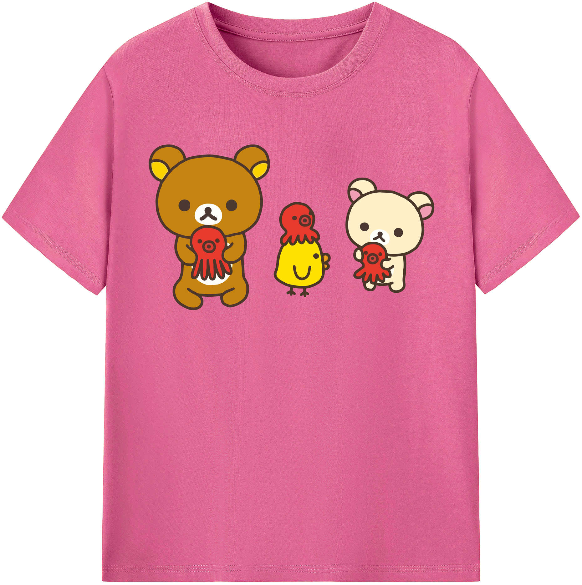 （画像用） リラックマ リラックマ キイロイトリ Rilakkuma Korilakkuma Kiiroitori レディースカジュアルプリントTシャツ（綿100％）