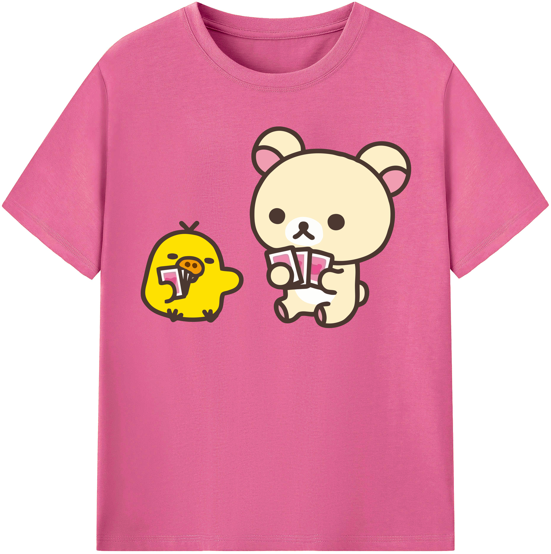 （画像用） リラックマ リラックマ キイロイトリ Rilakkuma Korilakkuma Kiiroitori レディースカジュアルプリントTシャツ（綿100％）