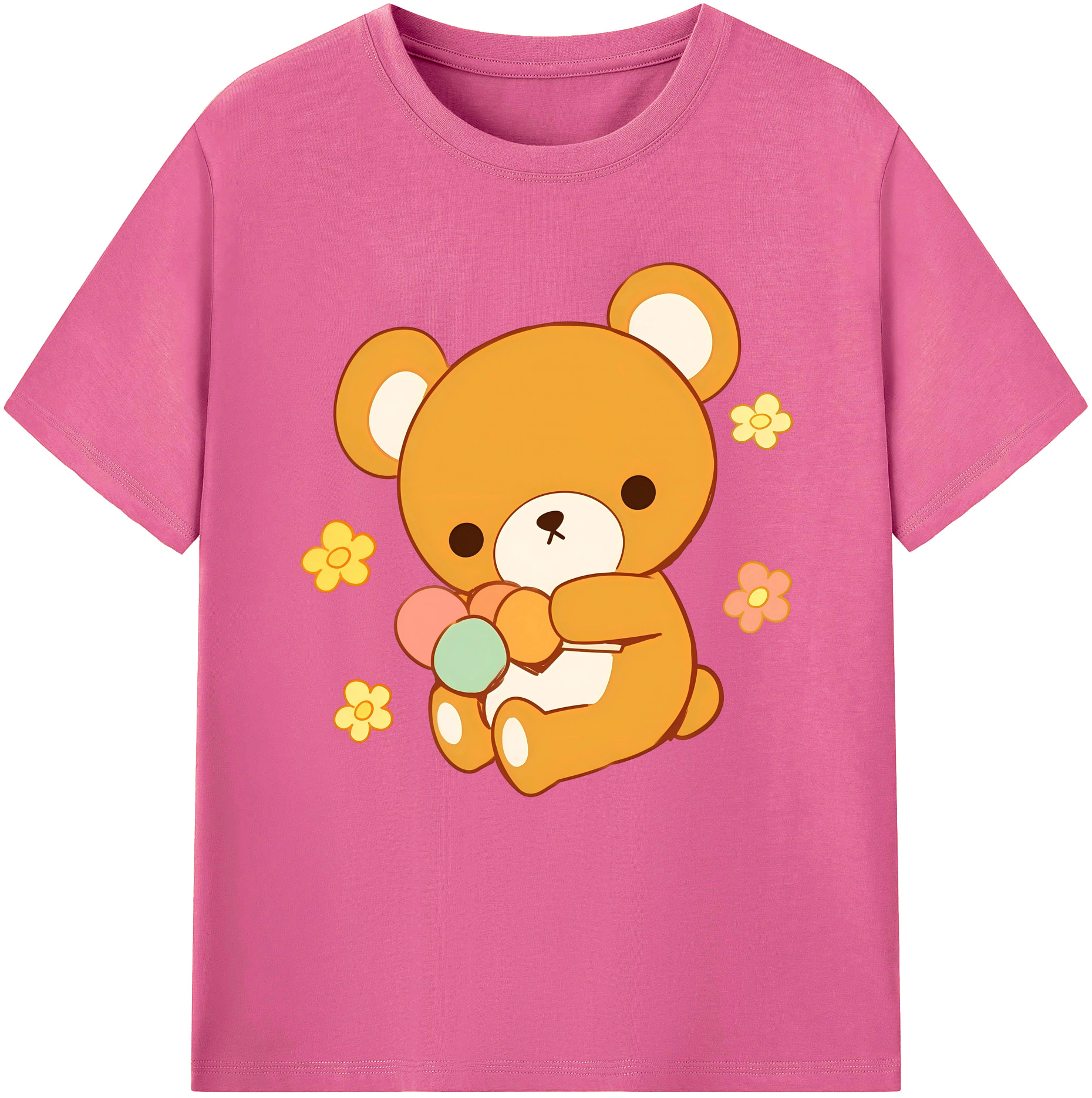（画像用） リラックマ リラックマ キイロイトリ Rilakkuma Korilakkuma Kiiroitori レディースカジュアルプリントTシャツ（綿100％）