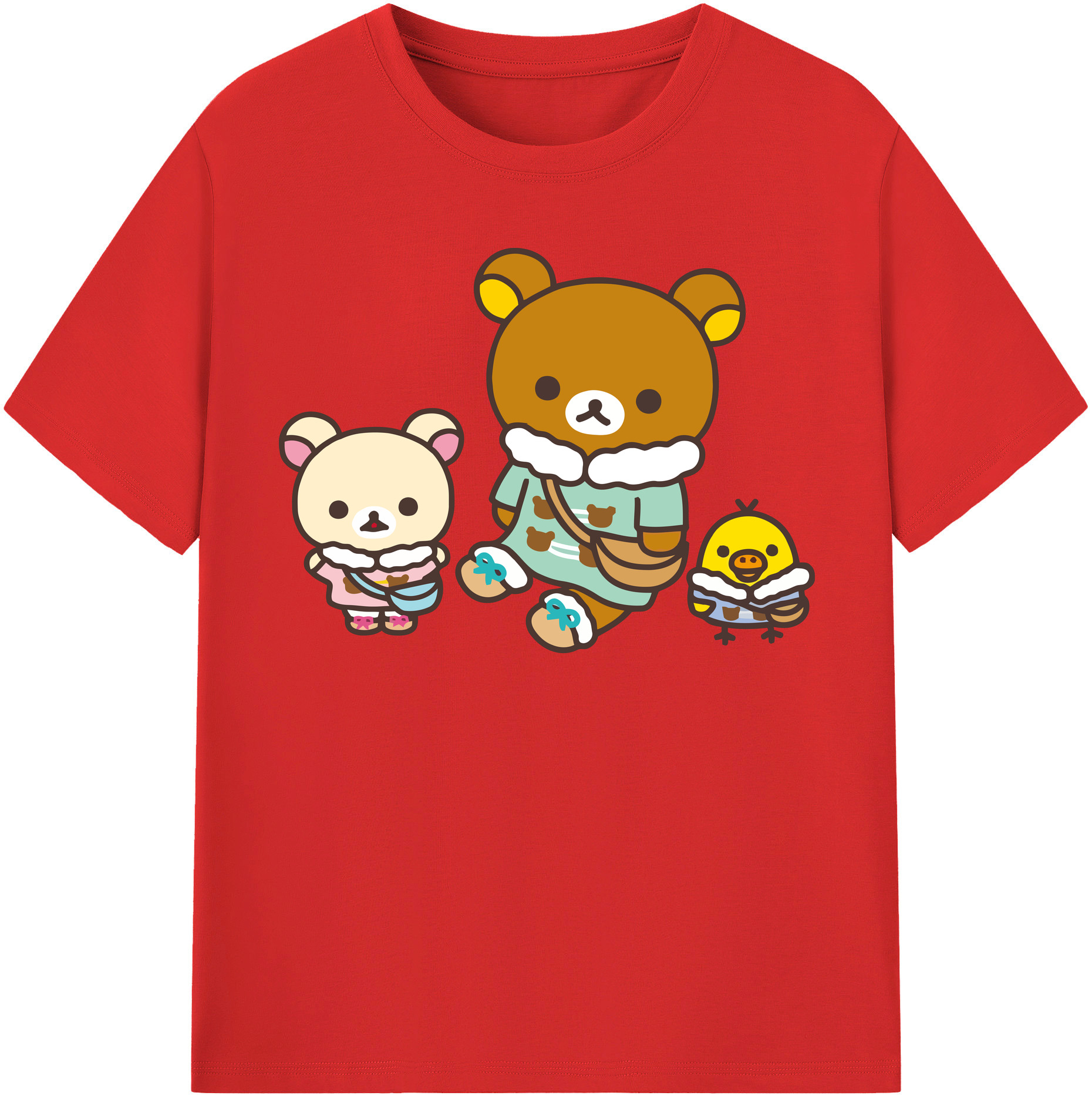 （画像用） リラックマ リラックマ キイロイトリ Rilakkuma Korilakkuma Kiiroitori レディースカジュアルプリントTシャツ（綿100％）