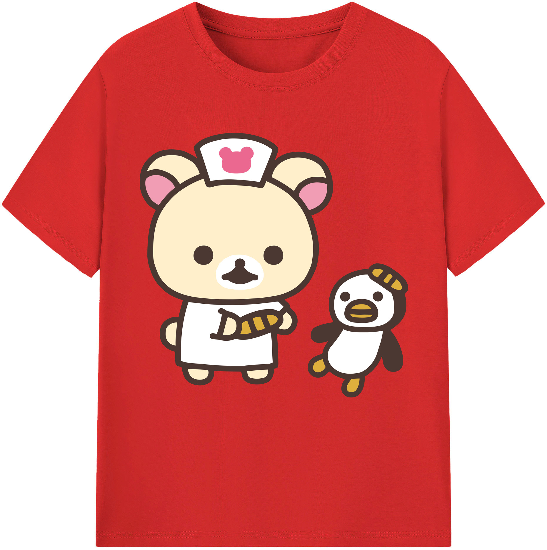 （画像用） リラックマ リラックマ キイロイトリ Rilakkuma Korilakkuma Kiiroitori レディースカジュアルプリントTシャツ（綿100％）