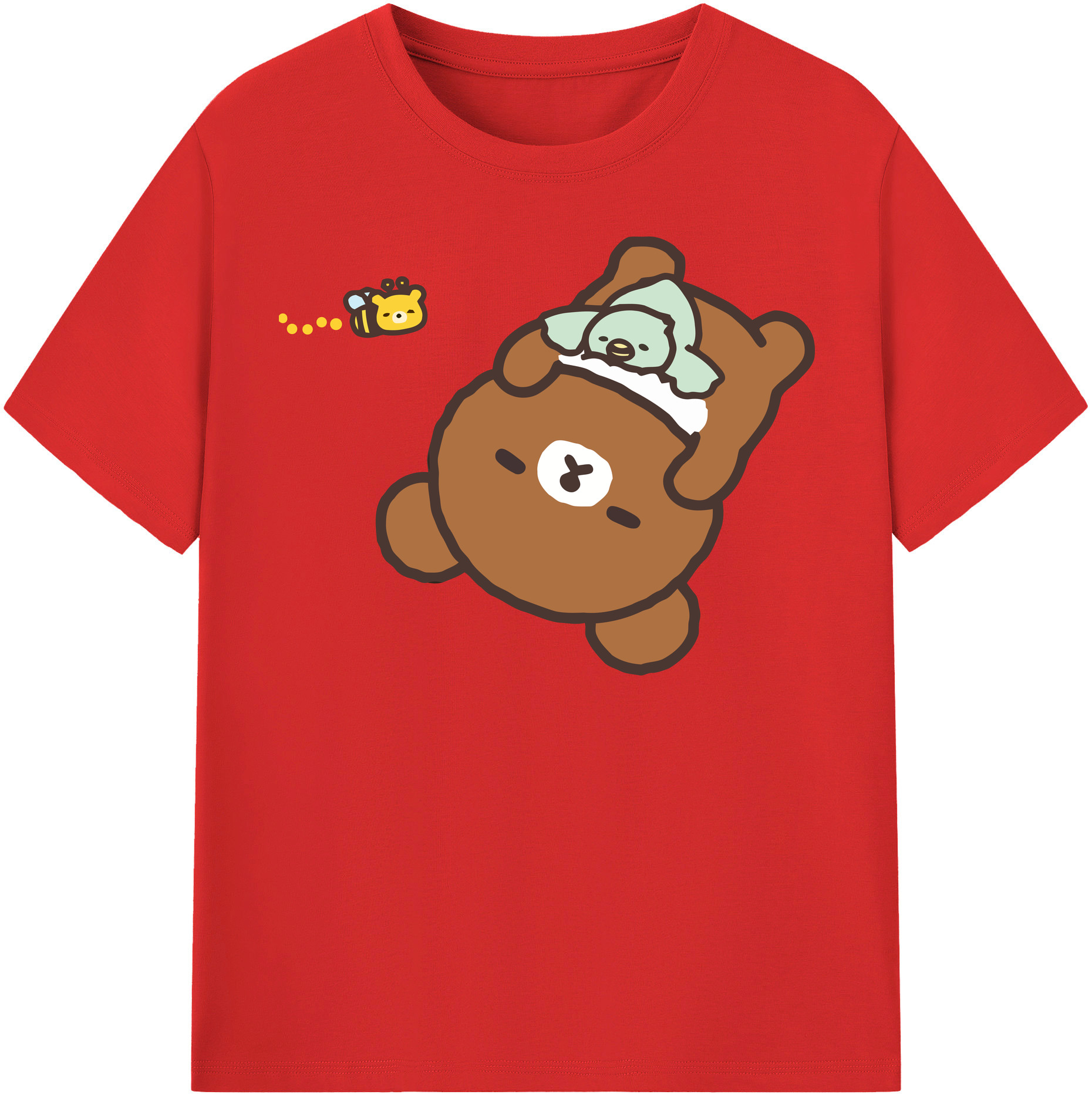 （画像用） リラックマ リラックマ キイロイトリ Rilakkuma Korilakkuma Kiiroitori レディースカジュアルプリントTシャツ（綿100％）