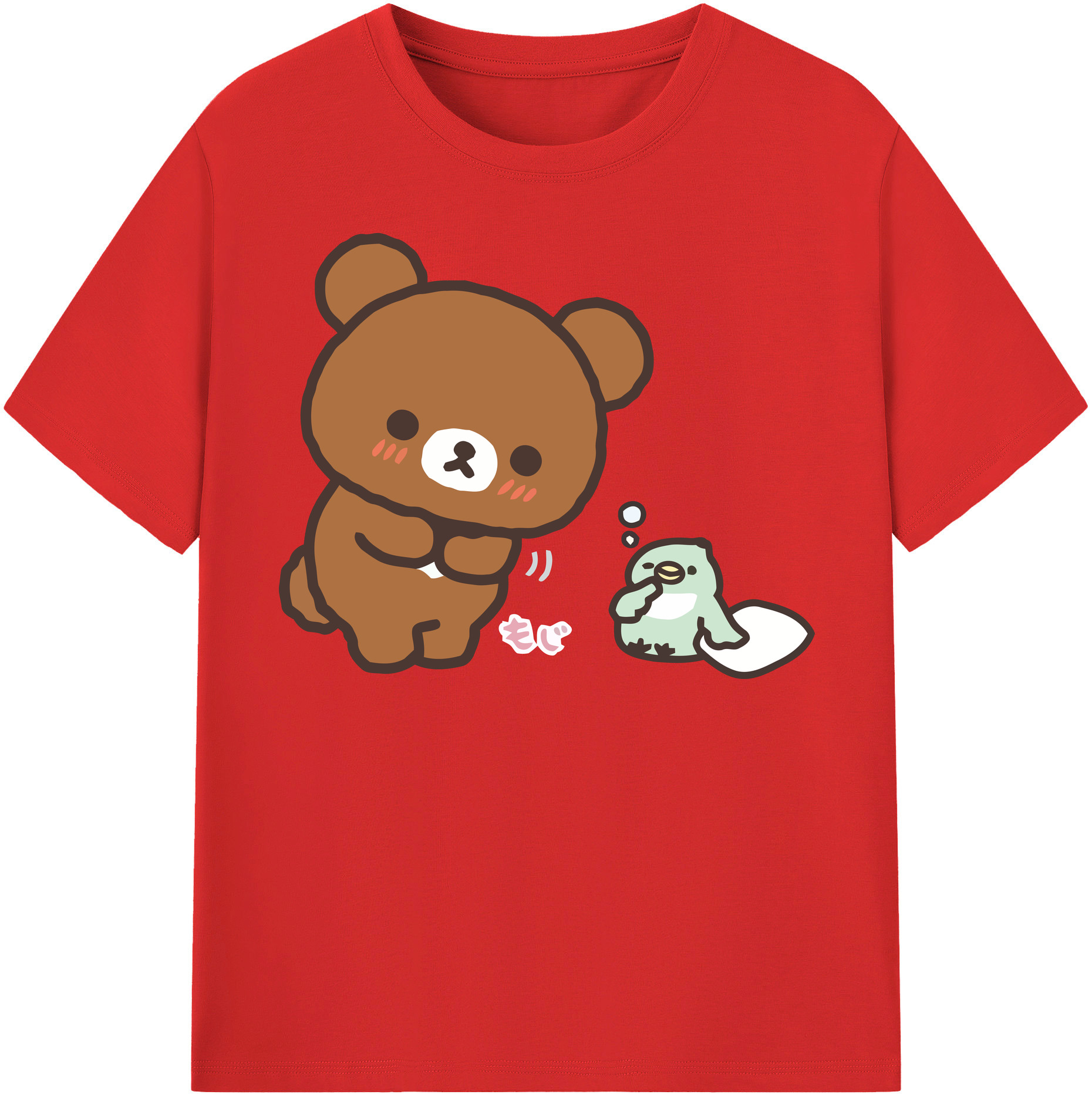 （画像用） リラックマ リラックマ キイロイトリ Rilakkuma Korilakkuma Kiiroitori レディースカジュアルプリントTシャツ（綿100％）