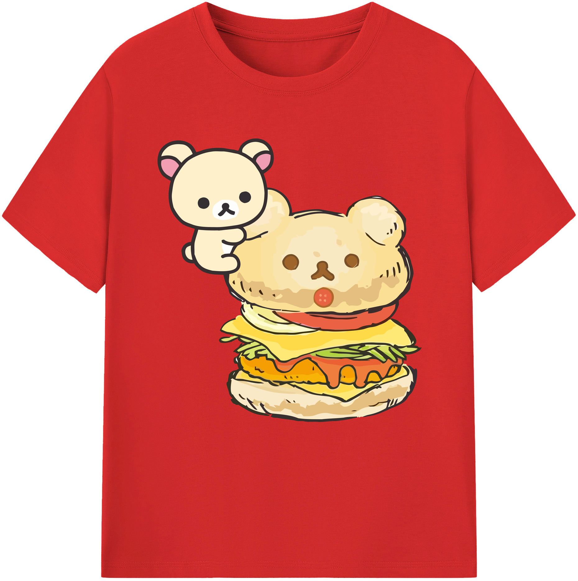 （画像用） リラックマ リラックマ キイロイトリ Rilakkuma Korilakkuma Kiiroitori レディースカジュアルプリントTシャツ（綿100％）