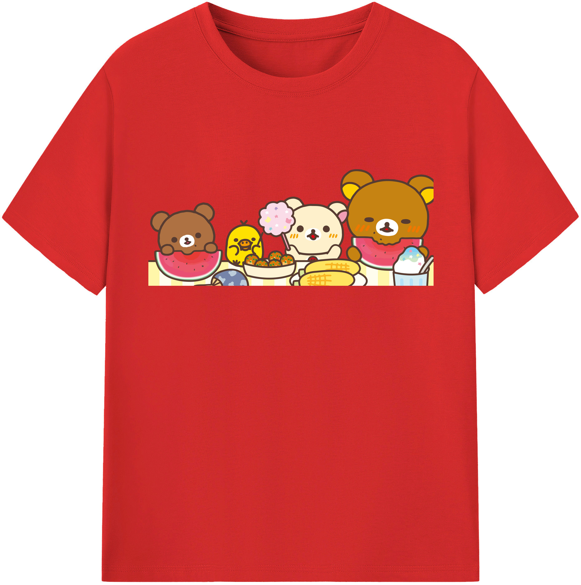 （画像用） リラックマ リラックマ キイロイトリ Rilakkuma Korilakkuma Kiiroitori レディースカジュアルプリントTシャツ（綿100％）