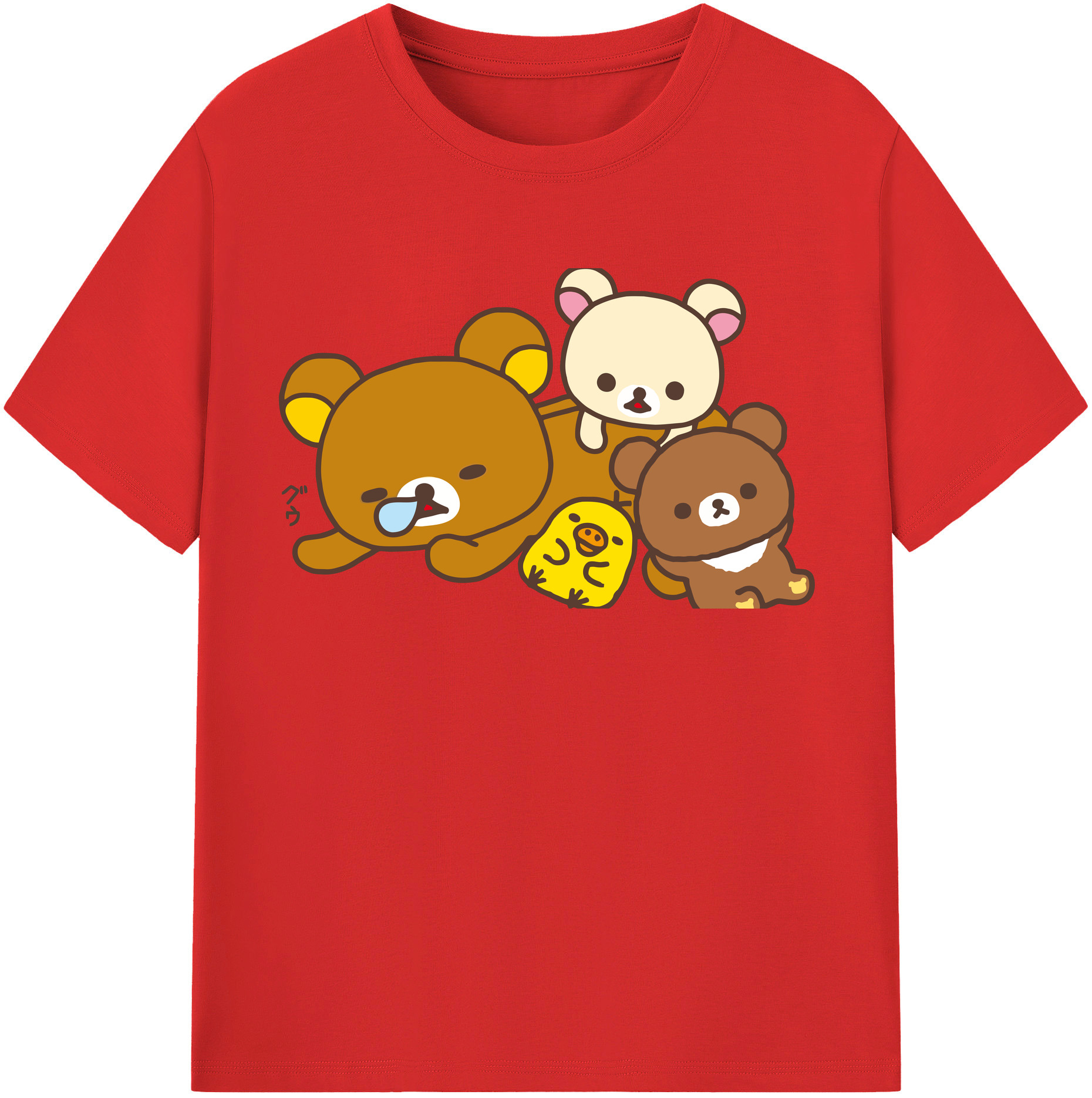 （画像用） リラックマ リラックマ キイロイトリ Rilakkuma Korilakkuma Kiiroitori レディースカジュアルプリントTシャツ（綿100％）