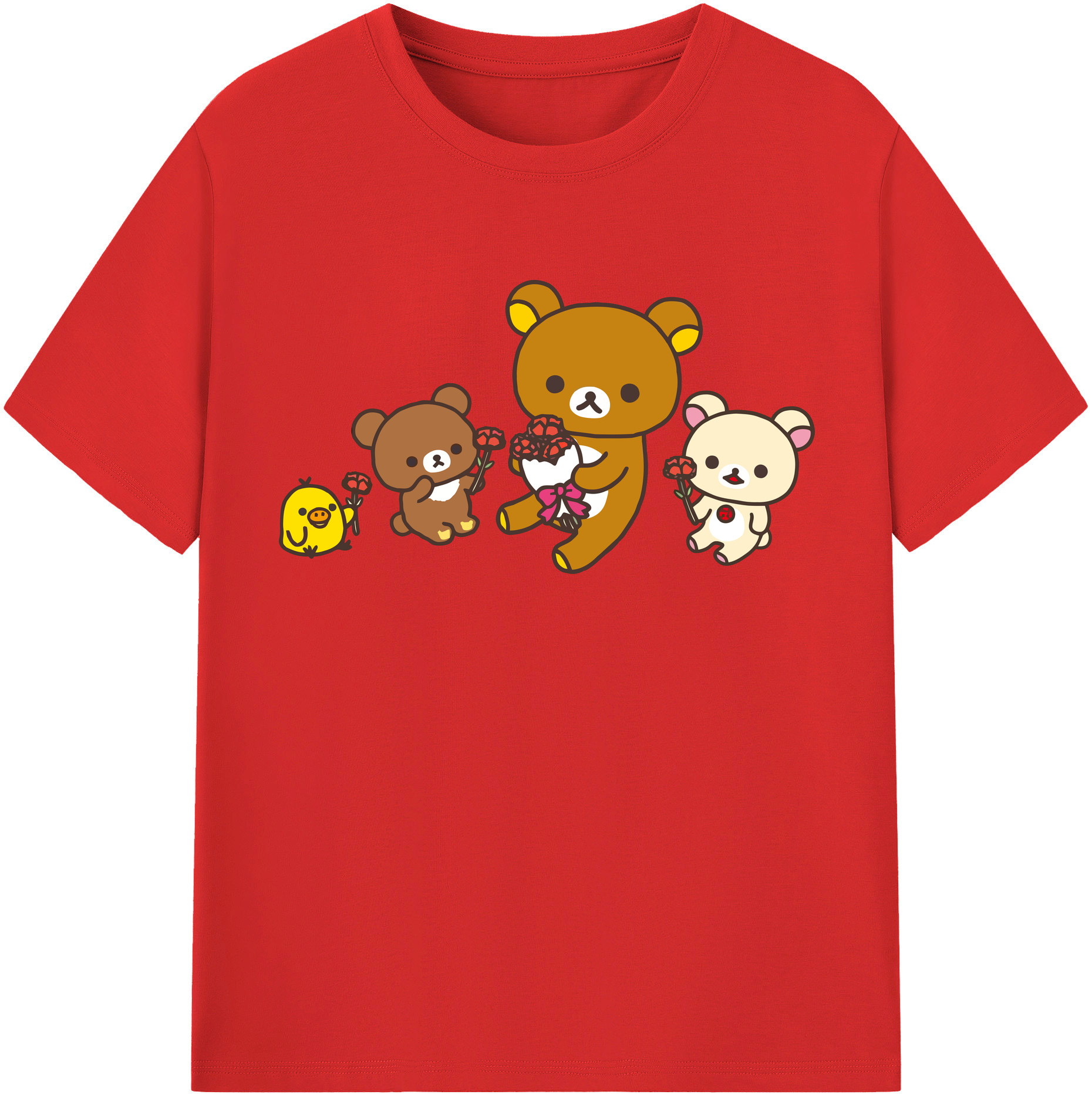 （画像用） リラックマ リラックマ キイロイトリ Rilakkuma Korilakkuma Kiiroitori レディースカジュアルプリントTシャツ（綿100％）