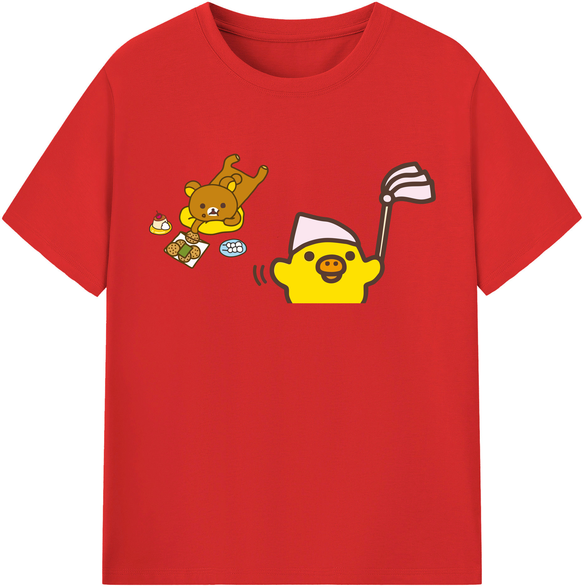 （画像用） リラックマ リラックマ キイロイトリ Rilakkuma Korilakkuma Kiiroitori レディースカジュアルプリントTシャツ（綿100％）
