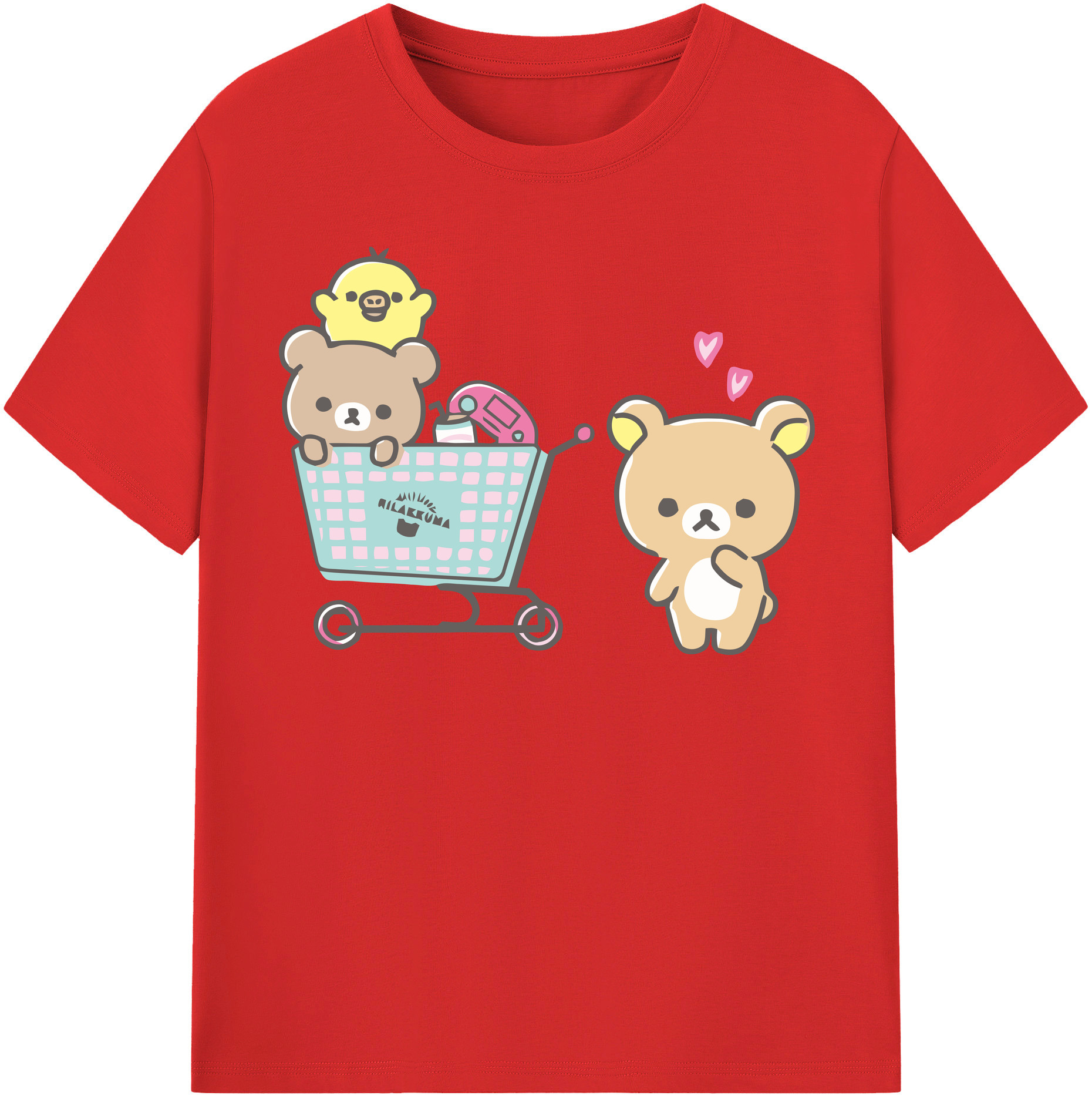 （画像用） リラックマ リラックマ キイロイトリ Rilakkuma Korilakkuma Kiiroitori レディースカジュアルプリントTシャツ（綿100％）