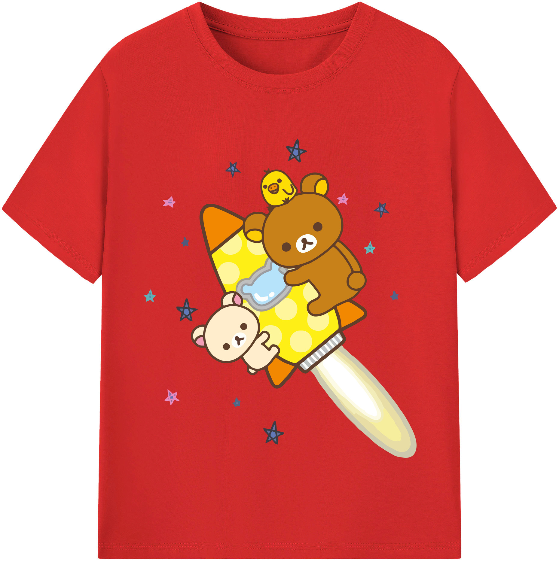 （画像用） リラックマ リラックマ キイロイトリ Rilakkuma Korilakkuma Kiiroitori レディースカジュアルプリントTシャツ（綿100％）