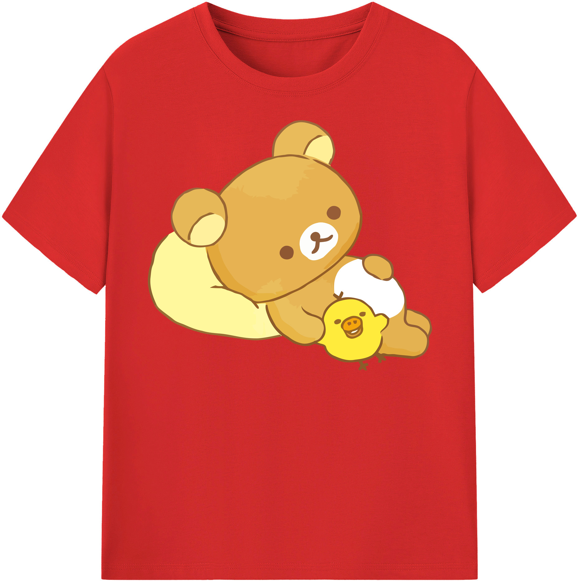 （画像用） リラックマ リラックマ キイロイトリ Rilakkuma Korilakkuma Kiiroitori レディースカジュアルプリントTシャツ（綿100％）