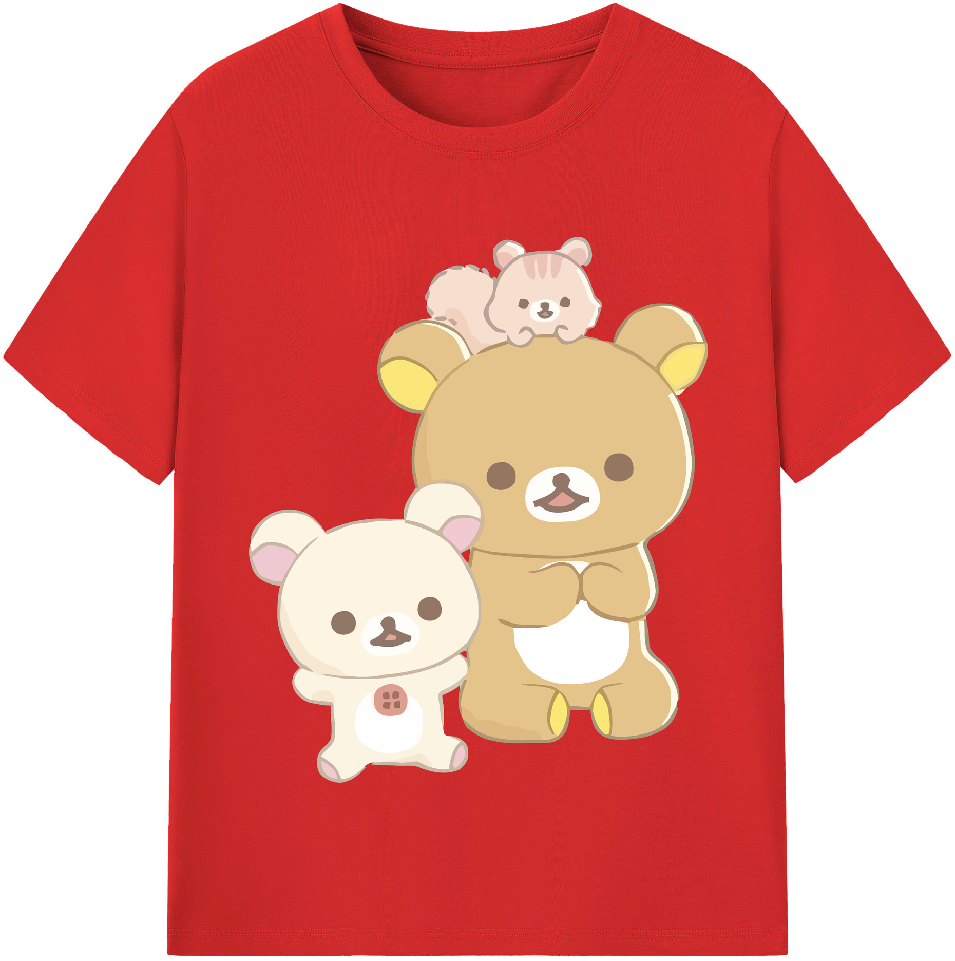 （画像用） リラックマ リラックマ キイロイトリ Rilakkuma Korilakkuma Kiiroitori レディースカジュアルプリントTシャツ（綿100％）