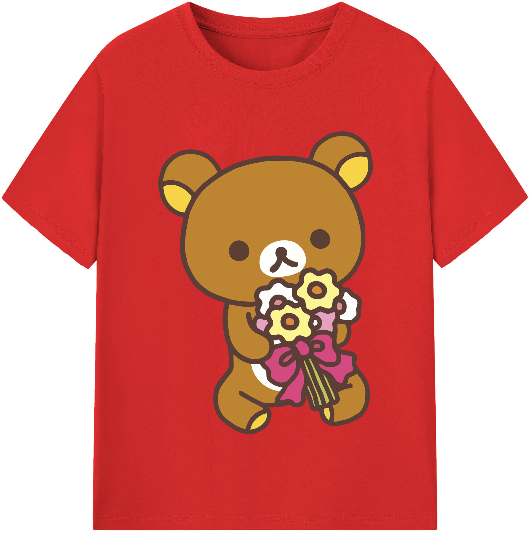 （画像用） リラックマ リラックマ キイロイトリ Rilakkuma Korilakkuma Kiiroitori レディースカジュアルプリントTシャツ（綿100％）