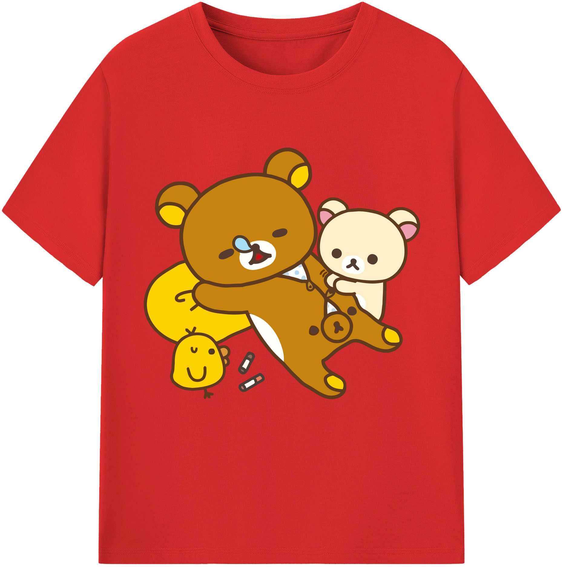 （画像用） リラックマ リラックマ キイロイトリ Rilakkuma Korilakkuma Kiiroitori レディースカジュアルプリントTシャツ（綿100％）