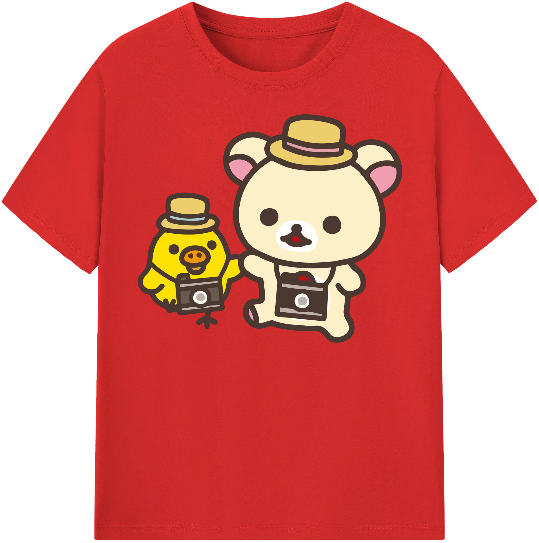 （画像用） リラックマ リラックマ キイロイトリ Rilakkuma Korilakkuma Kiiroitori レディースカジュアルプリントTシャツ（綿100％）