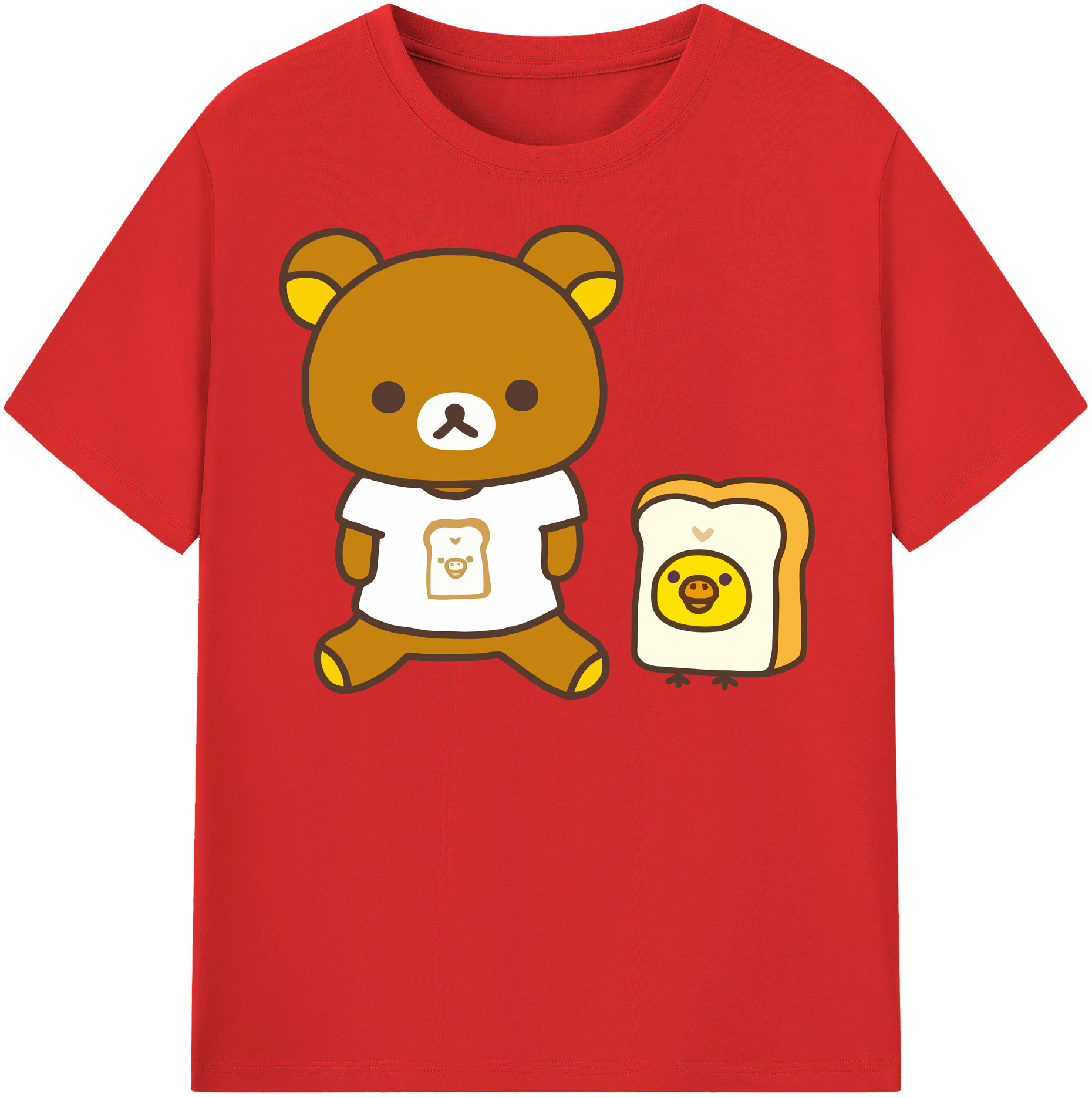 （画像用） リラックマ リラックマ キイロイトリ Rilakkuma Korilakkuma Kiiroitori レディースカジュアルプリントTシャツ（綿100％）