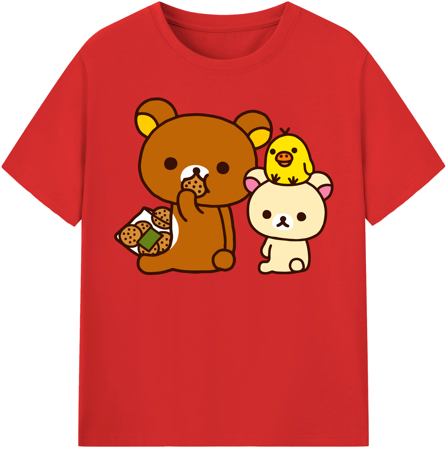 （画像用） リラックマ リラックマ キイロイトリ Rilakkuma Korilakkuma Kiiroitori レディースカジュアルプリントTシャツ（綿100％）