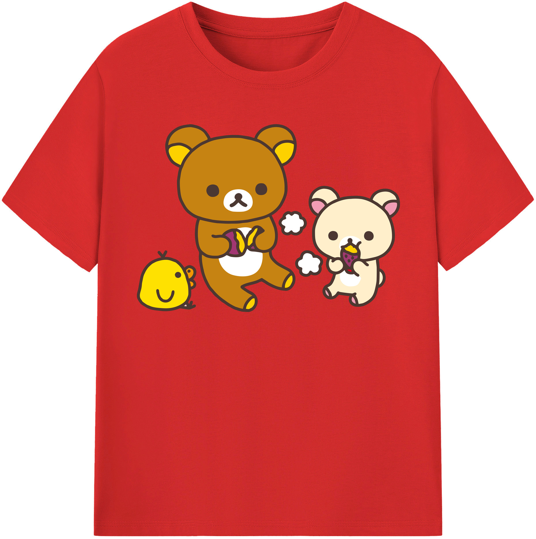 （画像用） リラックマ リラックマ キイロイトリ Rilakkuma Korilakkuma Kiiroitori レディースカジュアルプリントTシャツ（綿100％）
