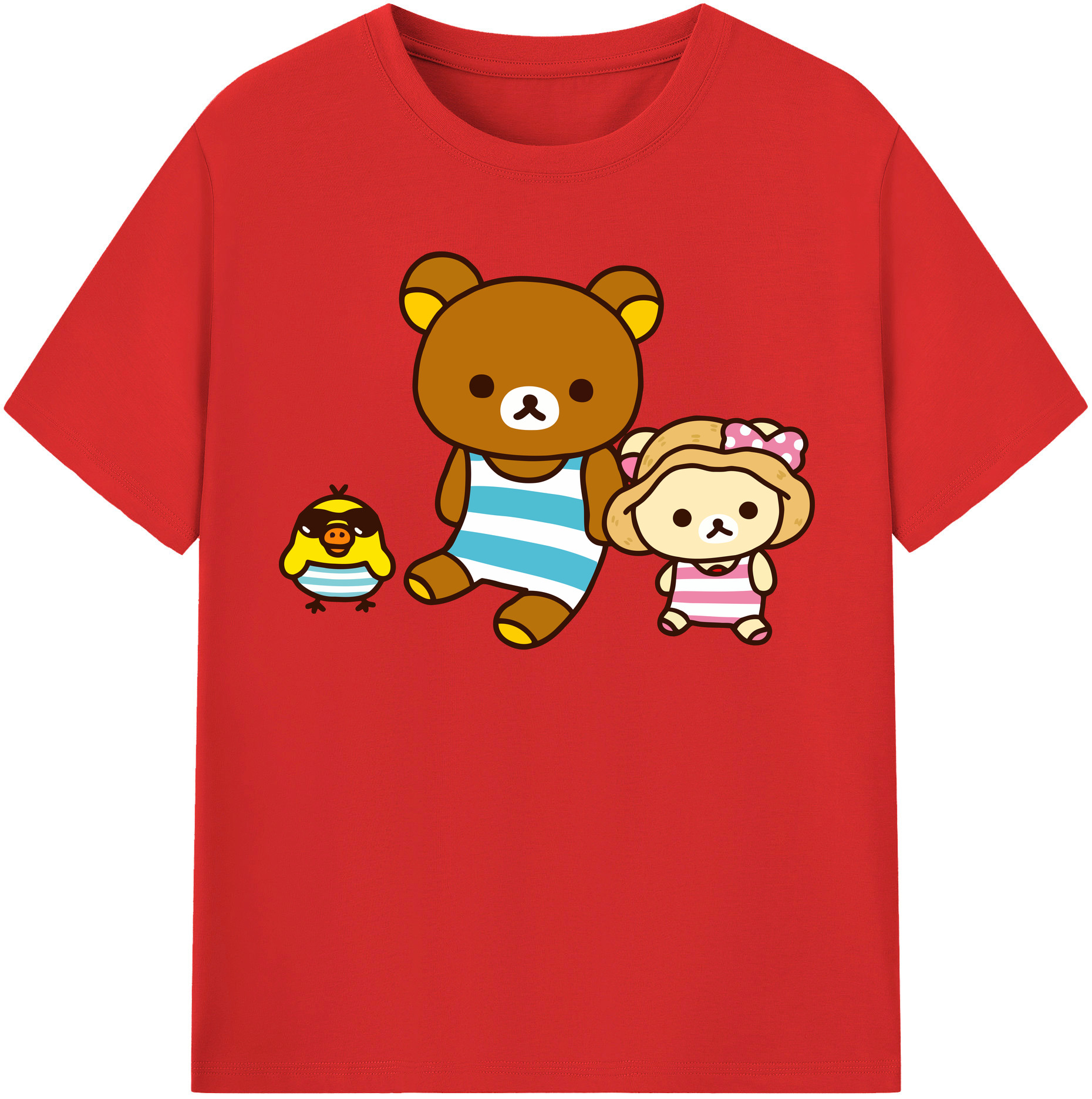 （画像用） リラックマ リラックマ キイロイトリ Rilakkuma Korilakkuma Kiiroitori レディースカジュアルプリントTシャツ（綿100％）