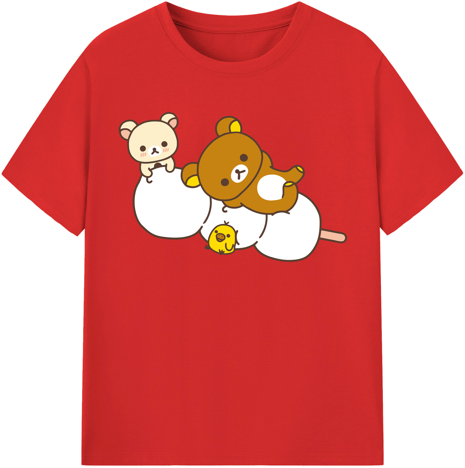 （画像用） リラックマ リラックマ キイロイトリ Rilakkuma Korilakkuma Kiiroitori レディースカジュアルプリントTシャツ（綿100％）