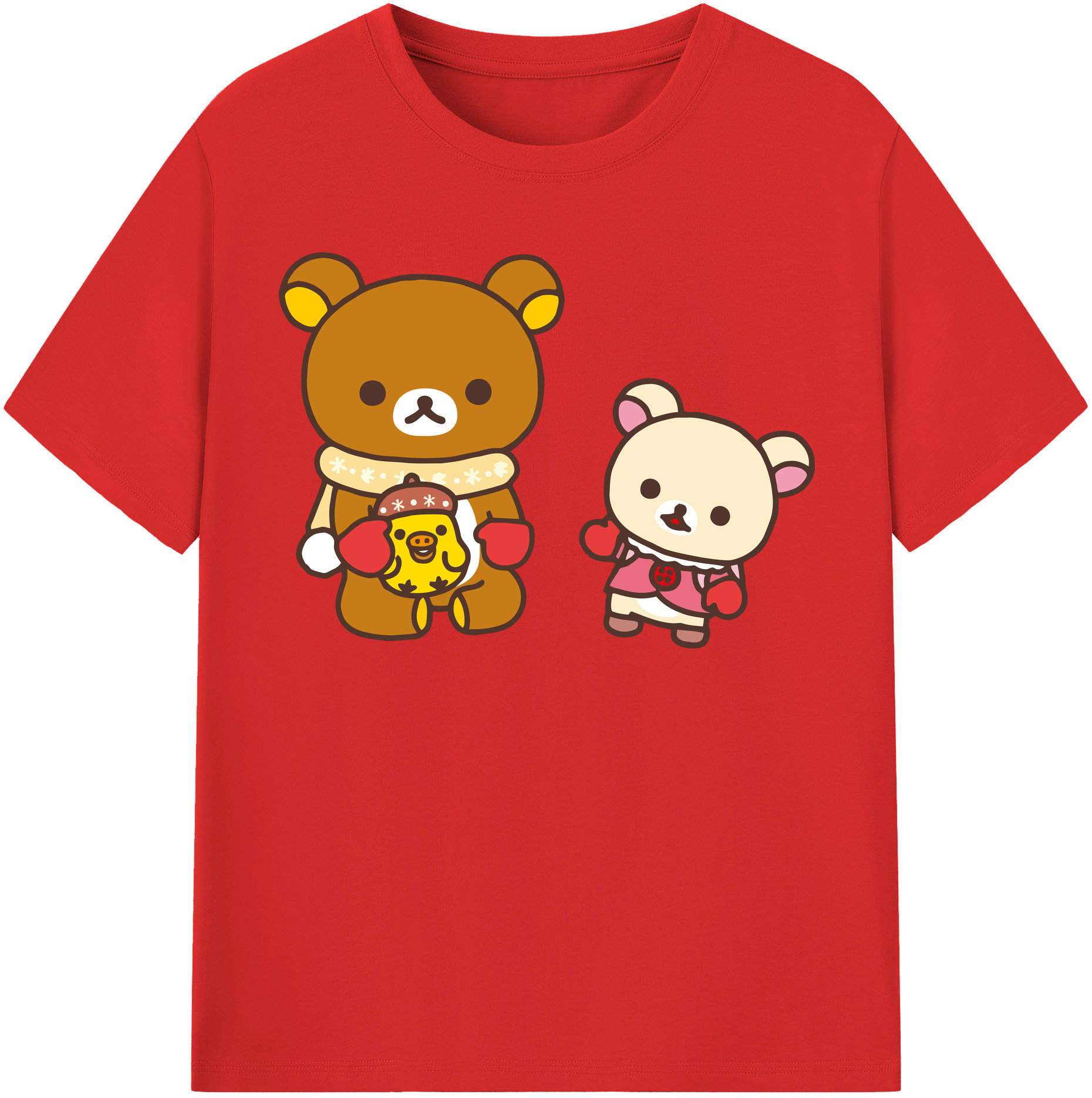 （画像用） リラックマ リラックマ キイロイトリ Rilakkuma Korilakkuma Kiiroitori レディースカジュアルプリントTシャツ（綿100％）