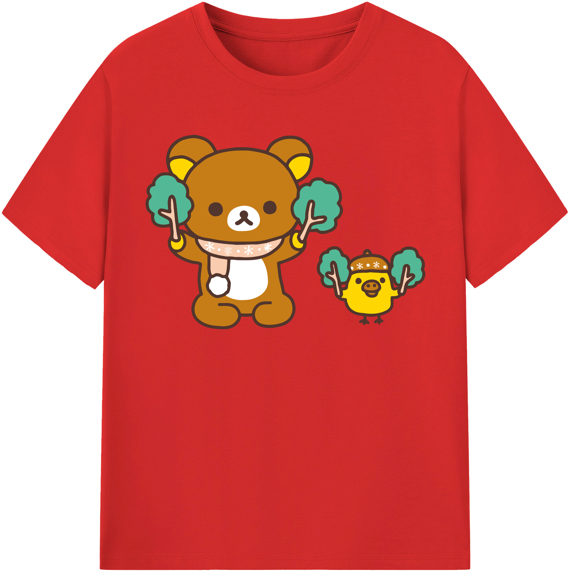 （画像用） リラックマ リラックマ キイロイトリ Rilakkuma Korilakkuma Kiiroitori レディースカジュアルプリントTシャツ（綿100％）