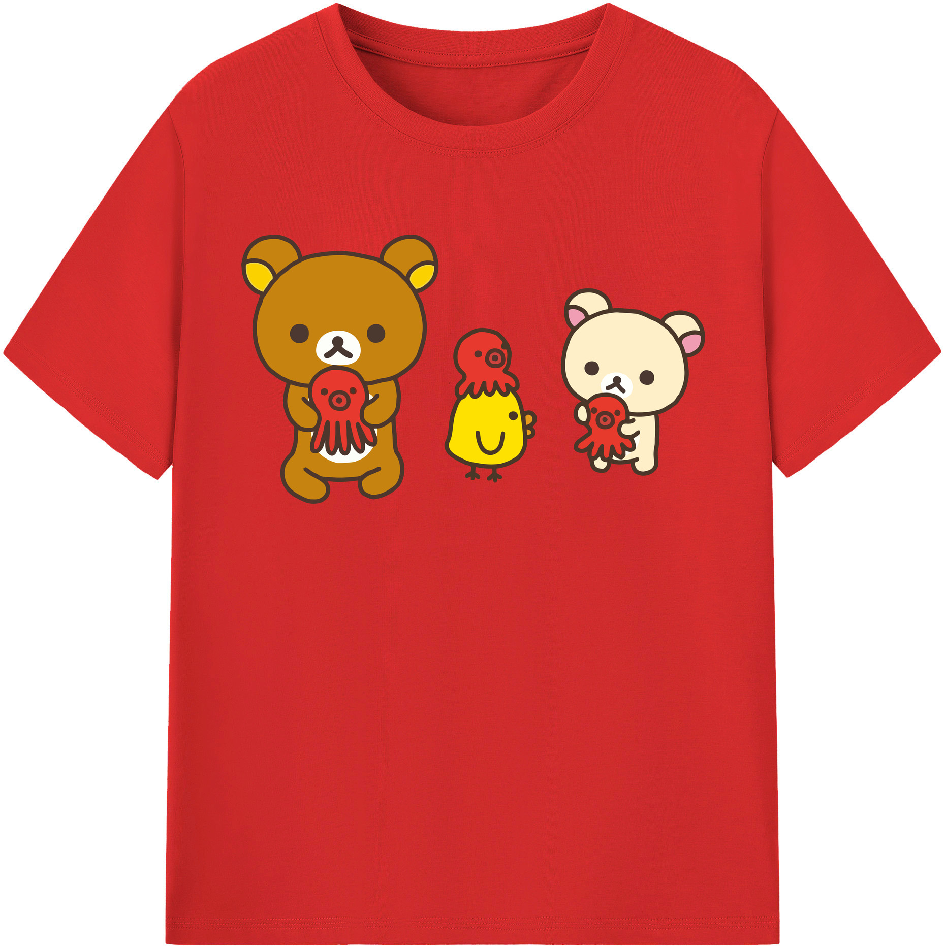 （画像用） リラックマ リラックマ キイロイトリ Rilakkuma Korilakkuma Kiiroitori レディースカジュアルプリントTシャツ（綿100％）