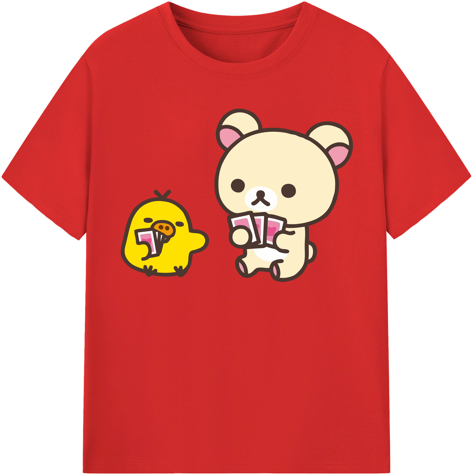 （画像用） リラックマ リラックマ キイロイトリ Rilakkuma Korilakkuma Kiiroitori レディースカジュアルプリントTシャツ（綿100％）