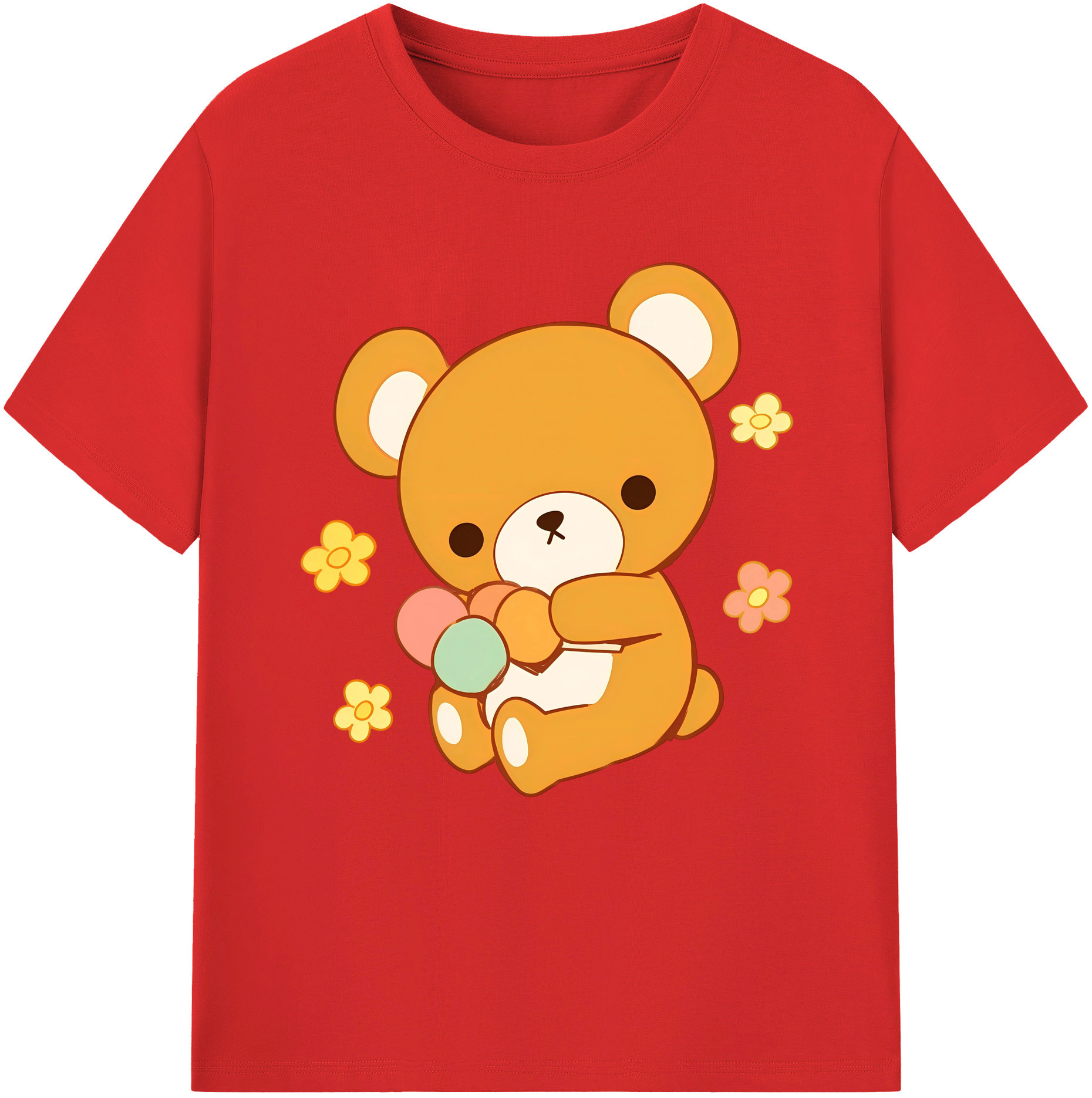（画像用） リラックマ リラックマ キイロイトリ Rilakkuma Korilakkuma Kiiroitori レディースカジュアルプリントTシャツ（綿100％）