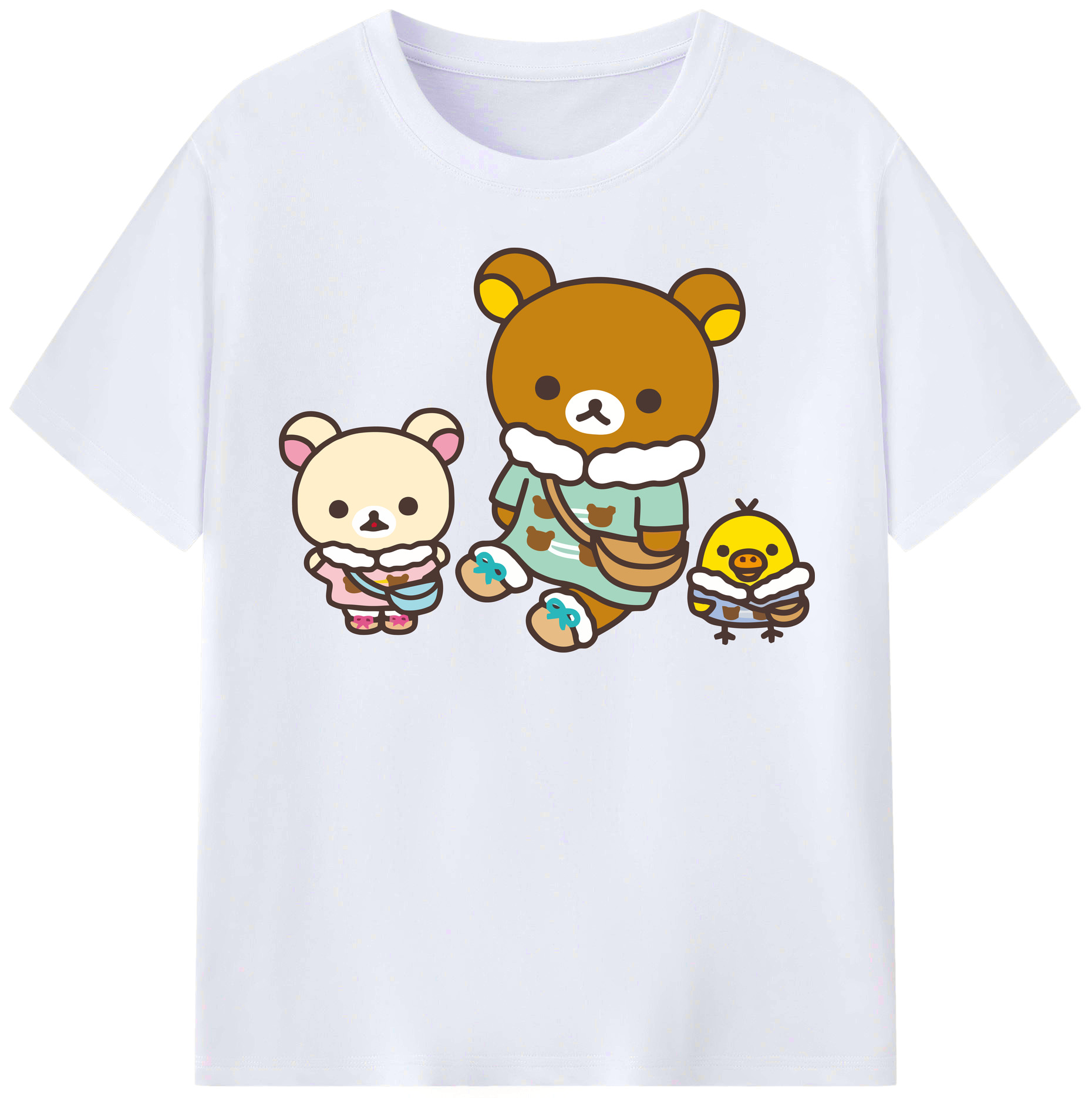 （画像用） リラックマ リラックマ キイロイトリ Rilakkuma Korilakkuma Kiiroitori レディースカジュアルプリントTシャツ（綿100％）