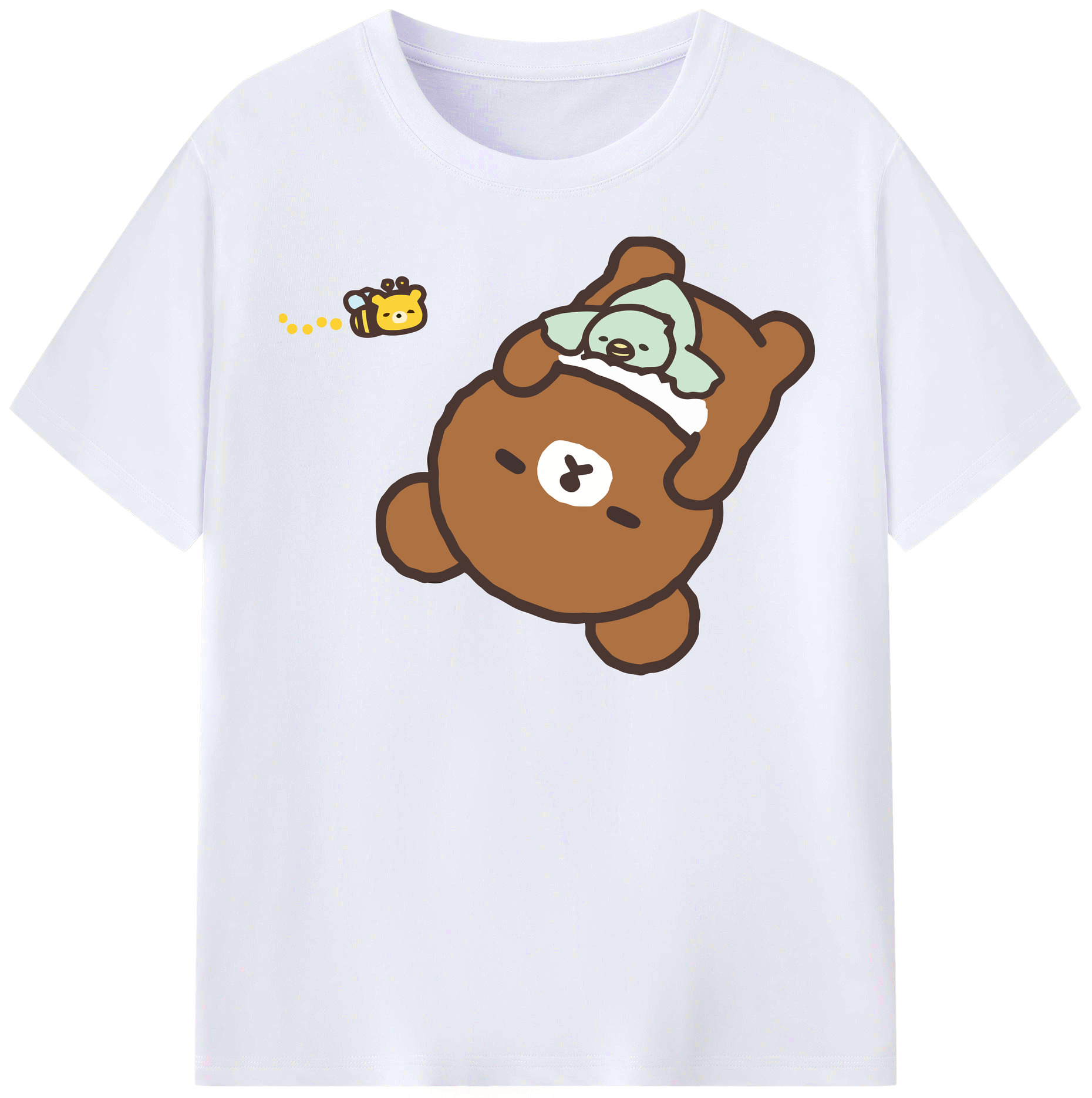 （画像用） リラックマ リラックマ キイロイトリ Rilakkuma Korilakkuma Kiiroitori レディースカジュアルプリントTシャツ（綿100％）