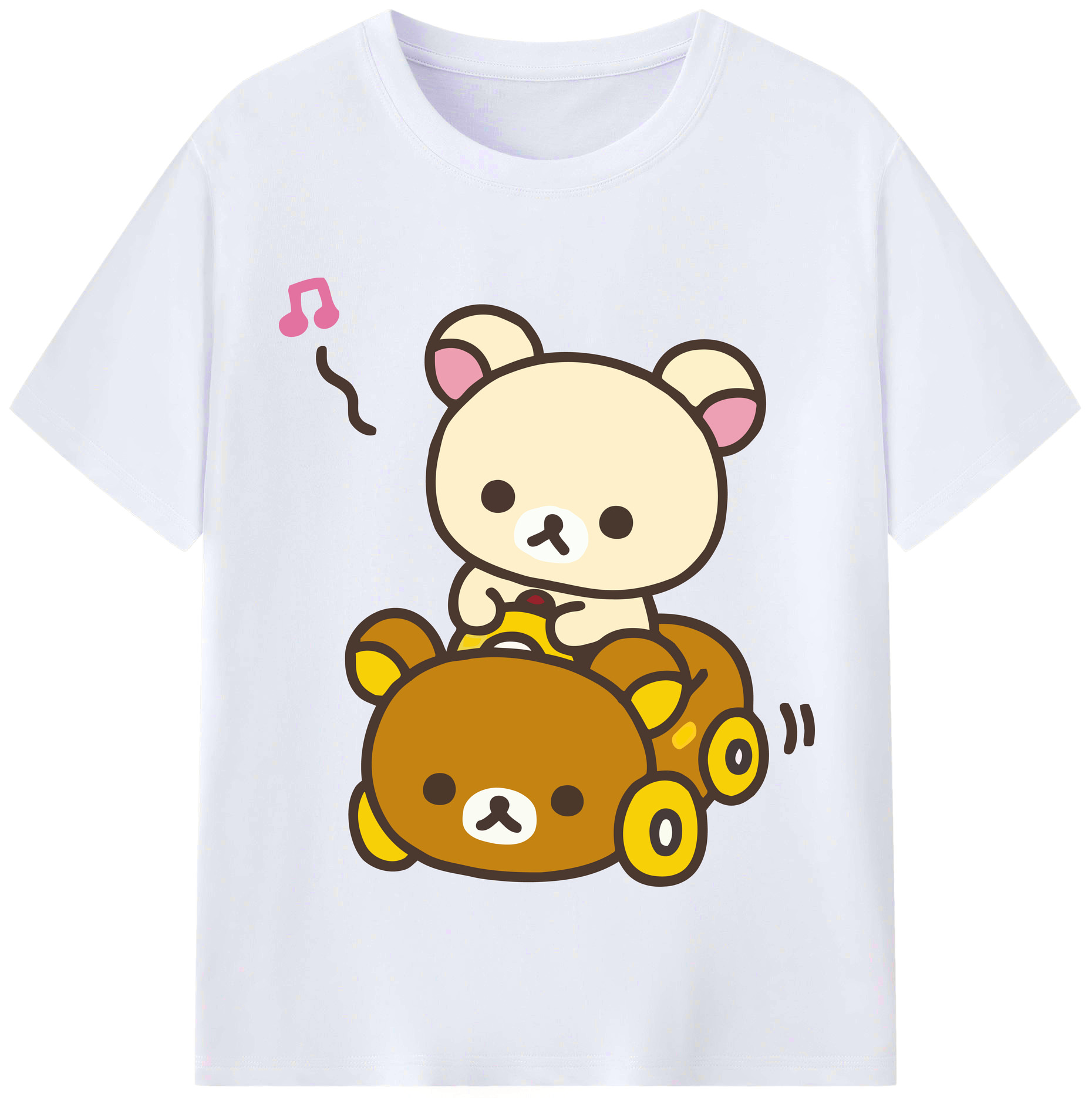 （画像用） リラックマ リラックマ キイロイトリ Rilakkuma Korilakkuma Kiiroitori レディースカジュアルプリントTシャツ（綿100％）