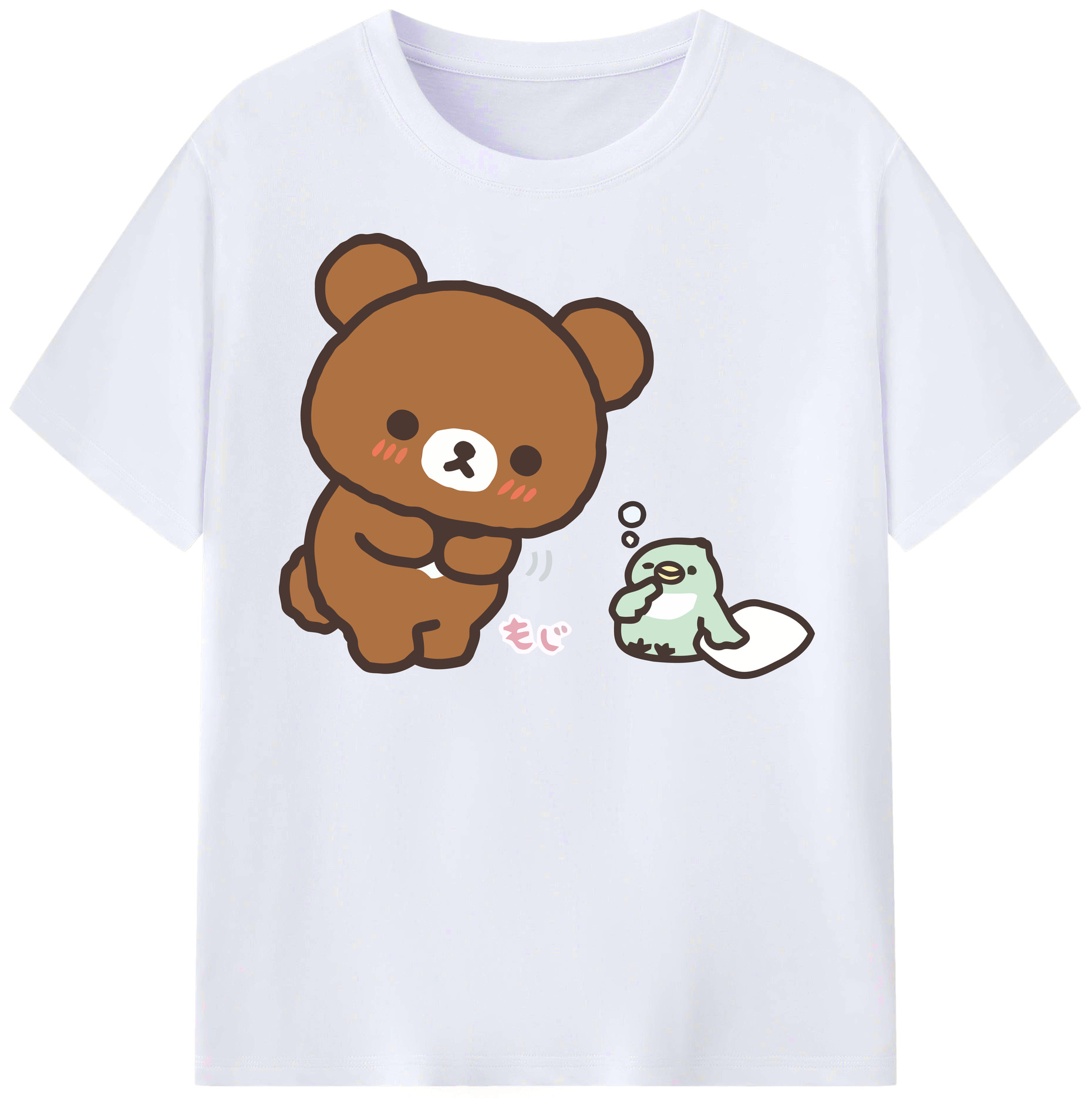 （画像用） リラックマ リラックマ キイロイトリ Rilakkuma Korilakkuma Kiiroitori レディースカジュアルプリントTシャツ（綿100％）