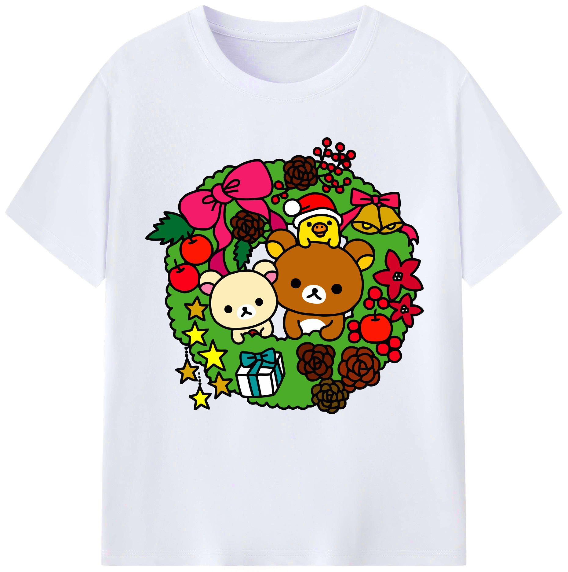 （画像用） リラックマ リラックマ キイロイトリ Rilakkuma Korilakkuma Kiiroitori レディースカジュアルプリントTシャツ（綿100％）