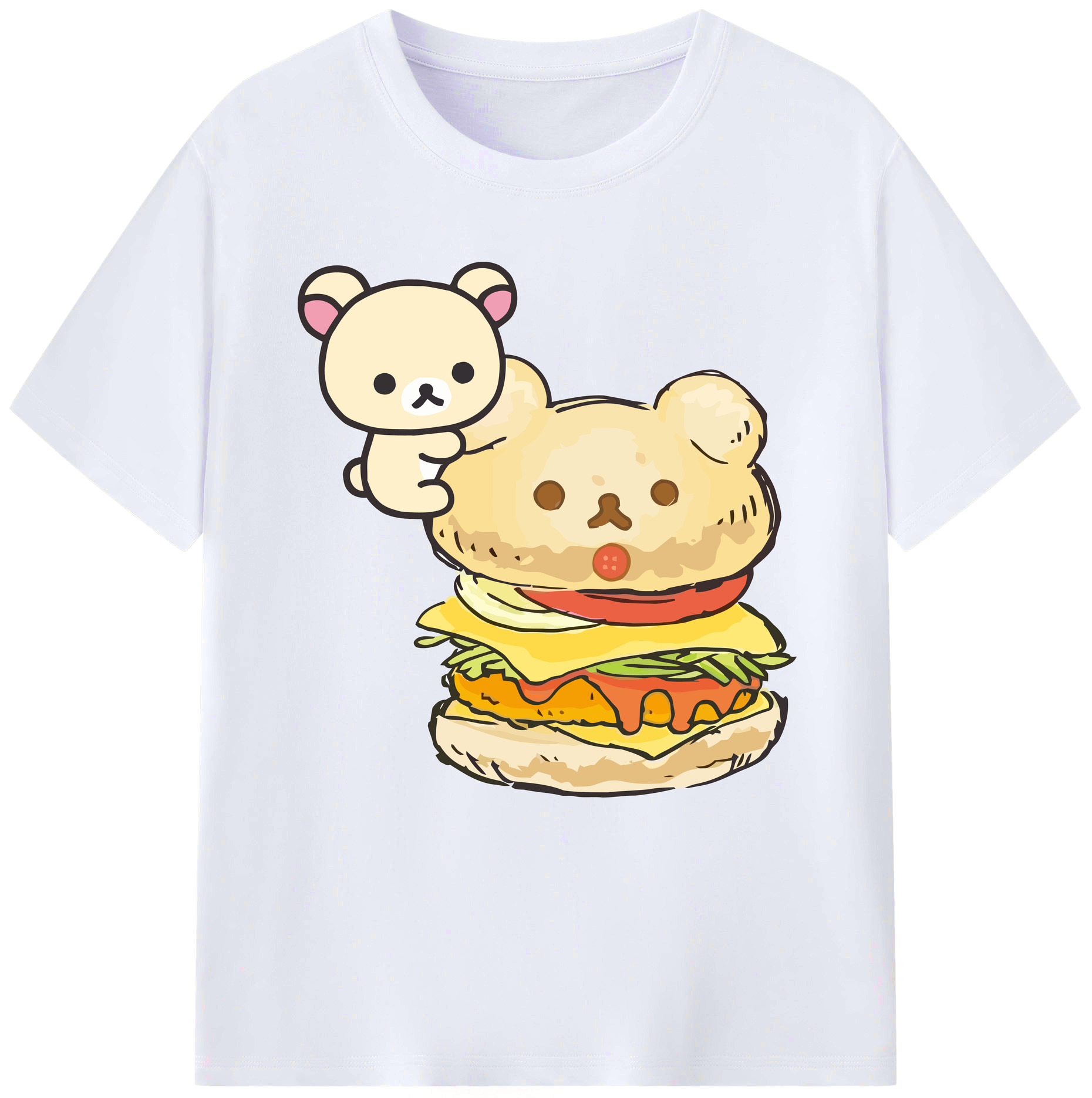 （画像用） リラックマ リラックマ キイロイトリ Rilakkuma Korilakkuma Kiiroitori レディースカジュアルプリントTシャツ（綿100％）