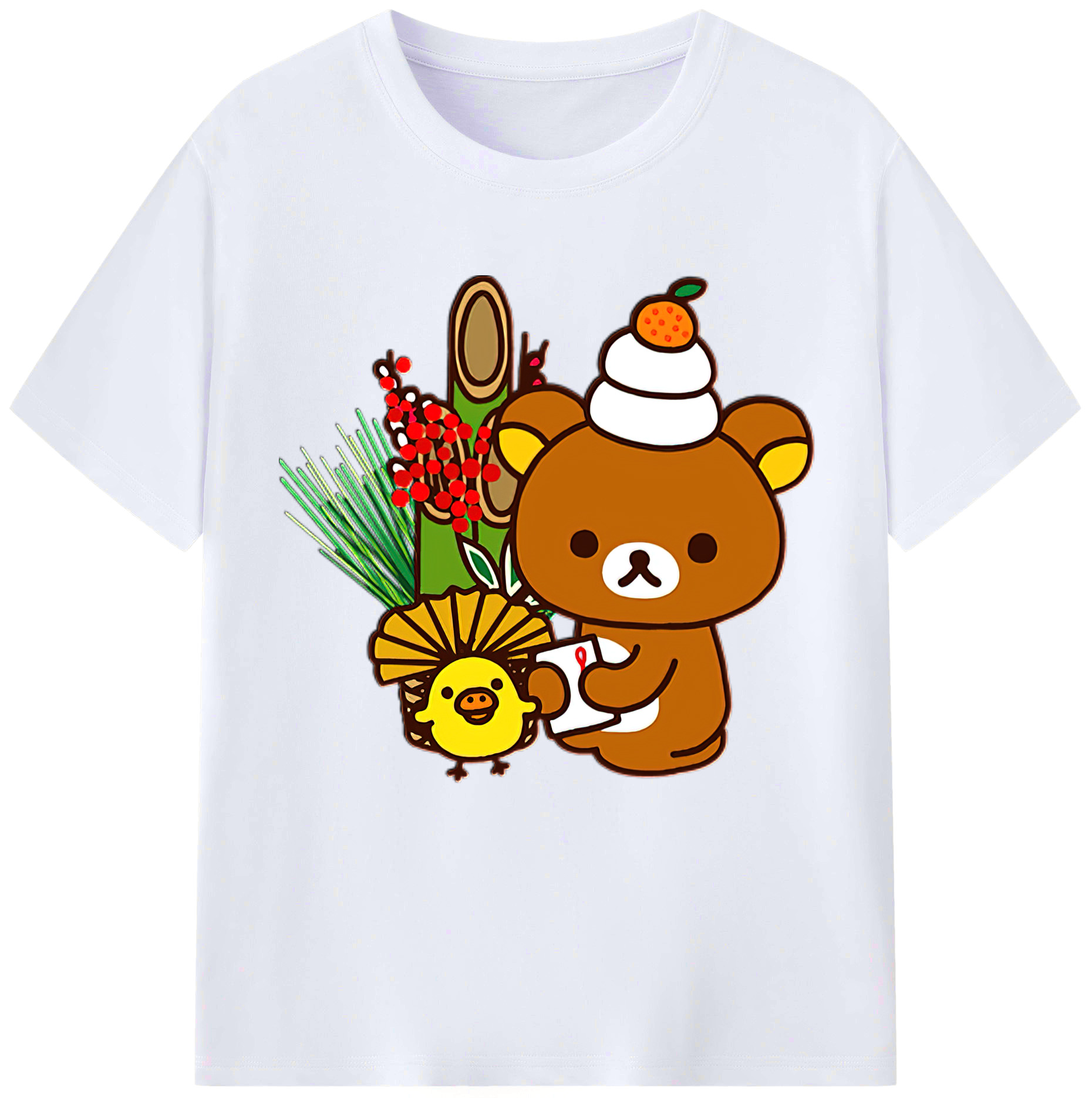 （画像用） リラックマ リラックマ キイロイトリ Rilakkuma Korilakkuma Kiiroitori レディースカジュアルプリントTシャツ（綿100％）