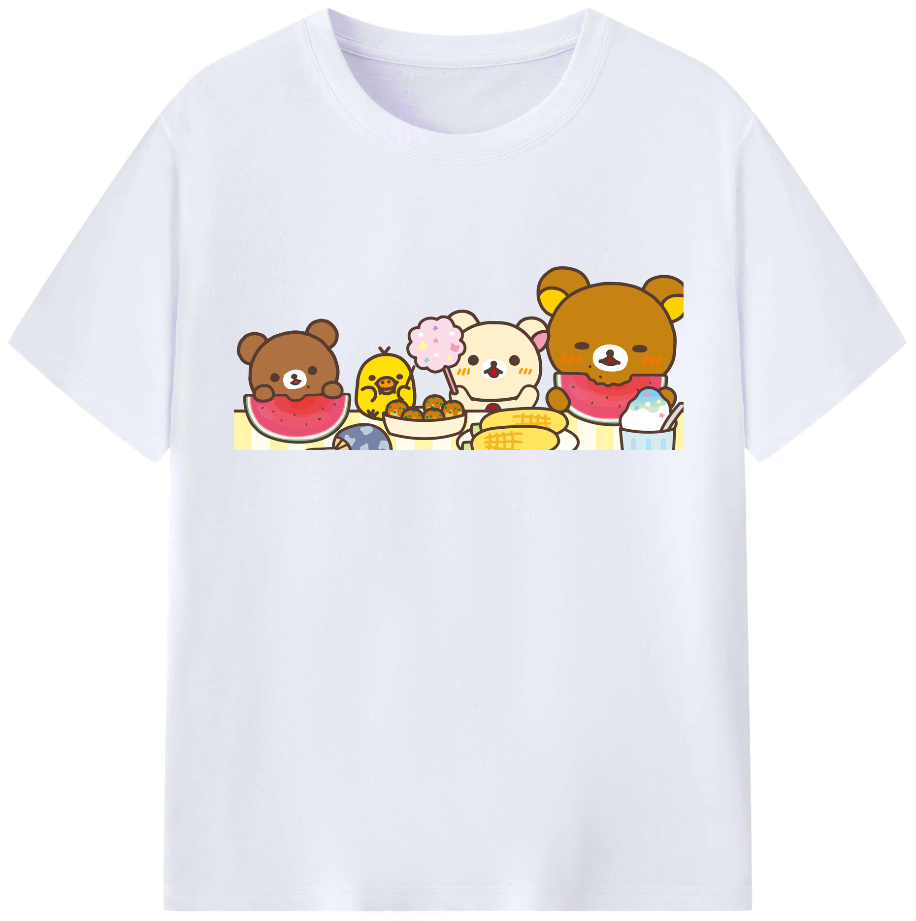 （画像用） リラックマ リラックマ キイロイトリ Rilakkuma Korilakkuma Kiiroitori レディースカジュアルプリントTシャツ（綿100％）