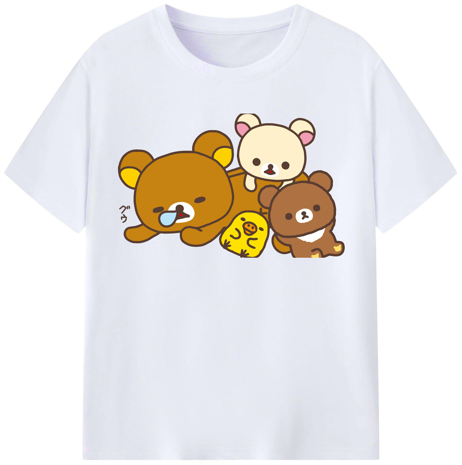 （画像用） リラックマ リラックマ キイロイトリ Rilakkuma Korilakkuma Kiiroitori レディースカジュアルプリントTシャツ（綿100％）