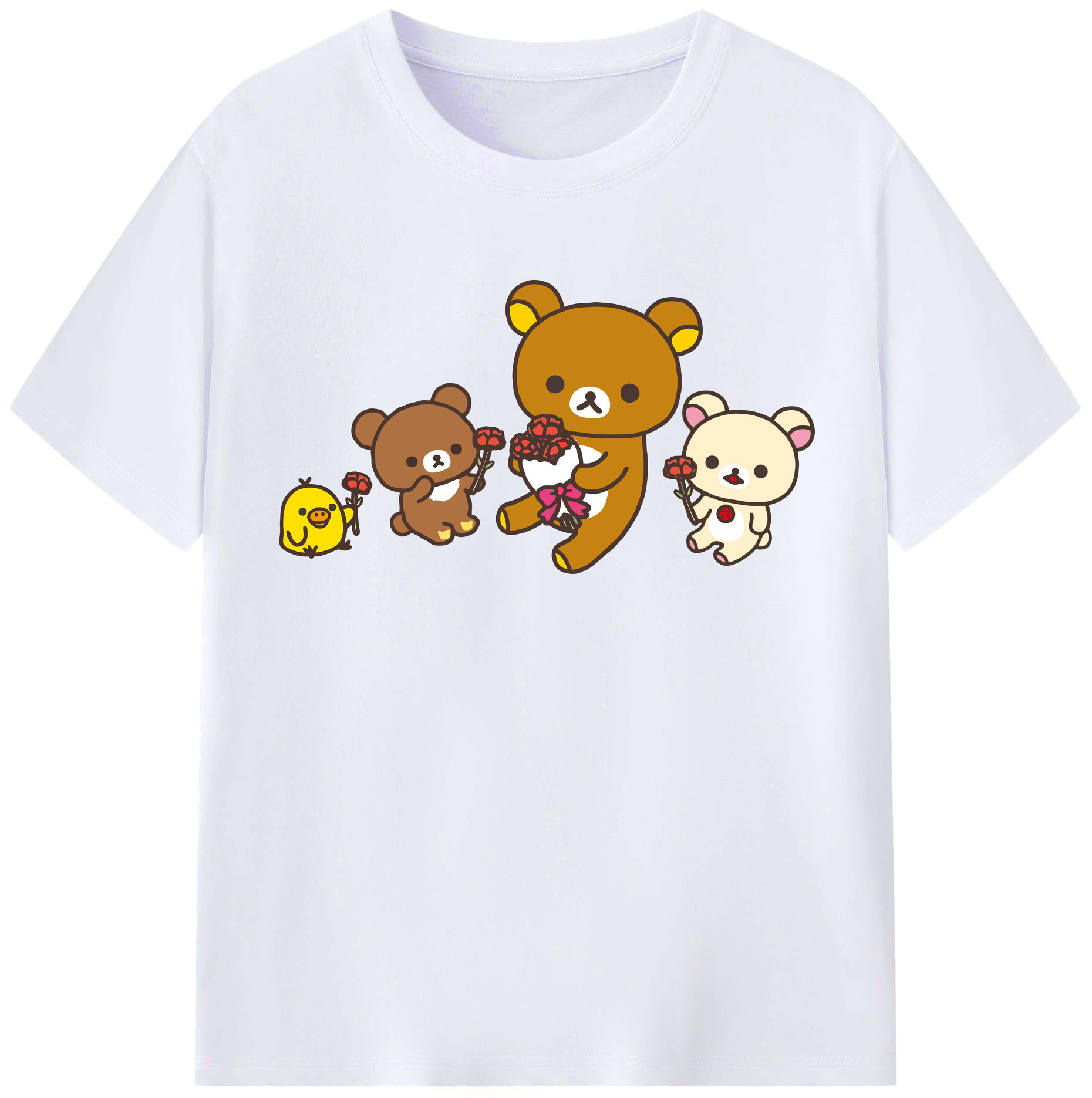 （画像用） リラックマ リラックマ キイロイトリ Rilakkuma Korilakkuma Kiiroitori レディースカジュアルプリントTシャツ（綿100％）