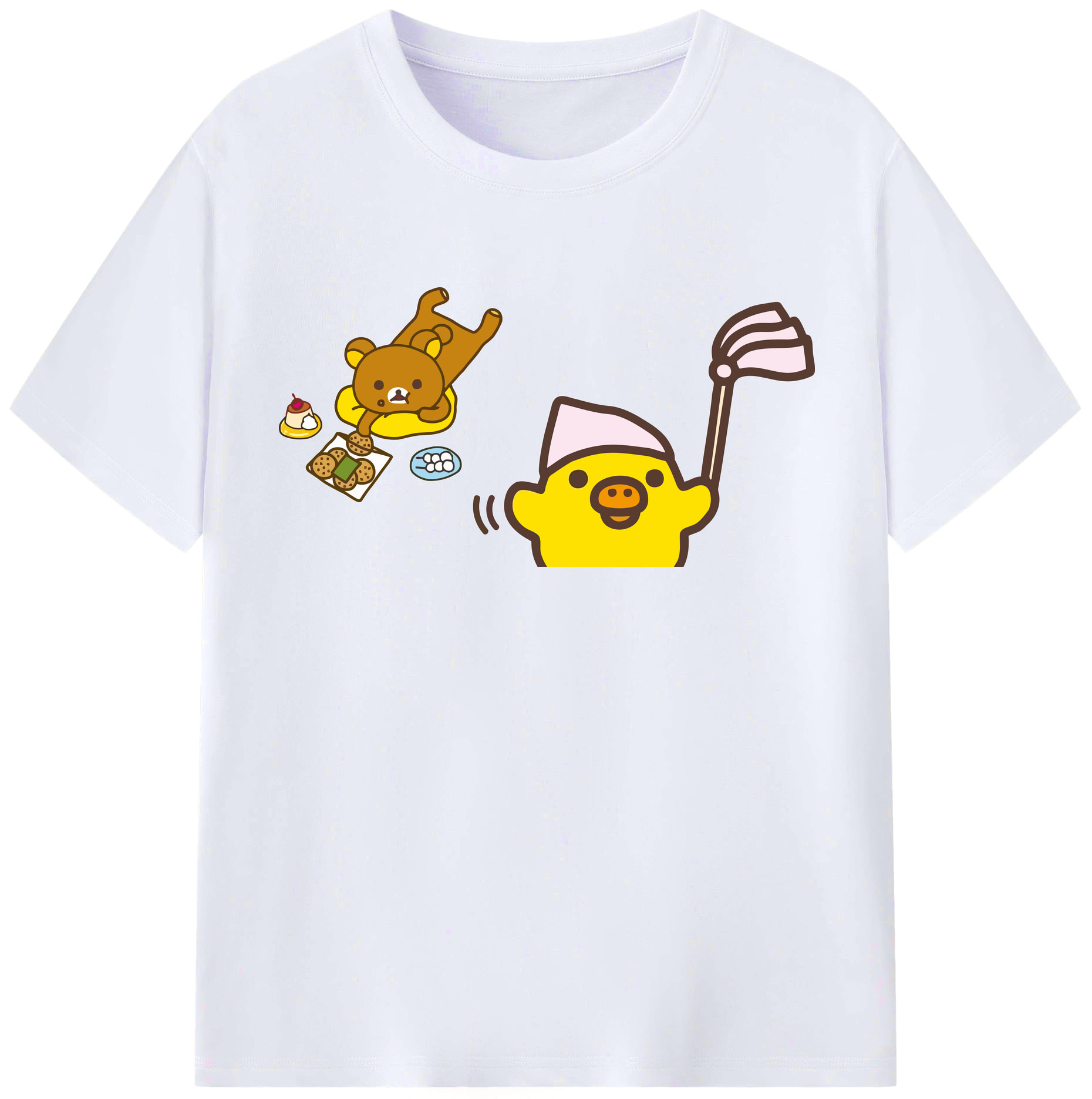 （画像用） リラックマ リラックマ キイロイトリ Rilakkuma Korilakkuma Kiiroitori レディースカジュアルプリントTシャツ（綿100％）