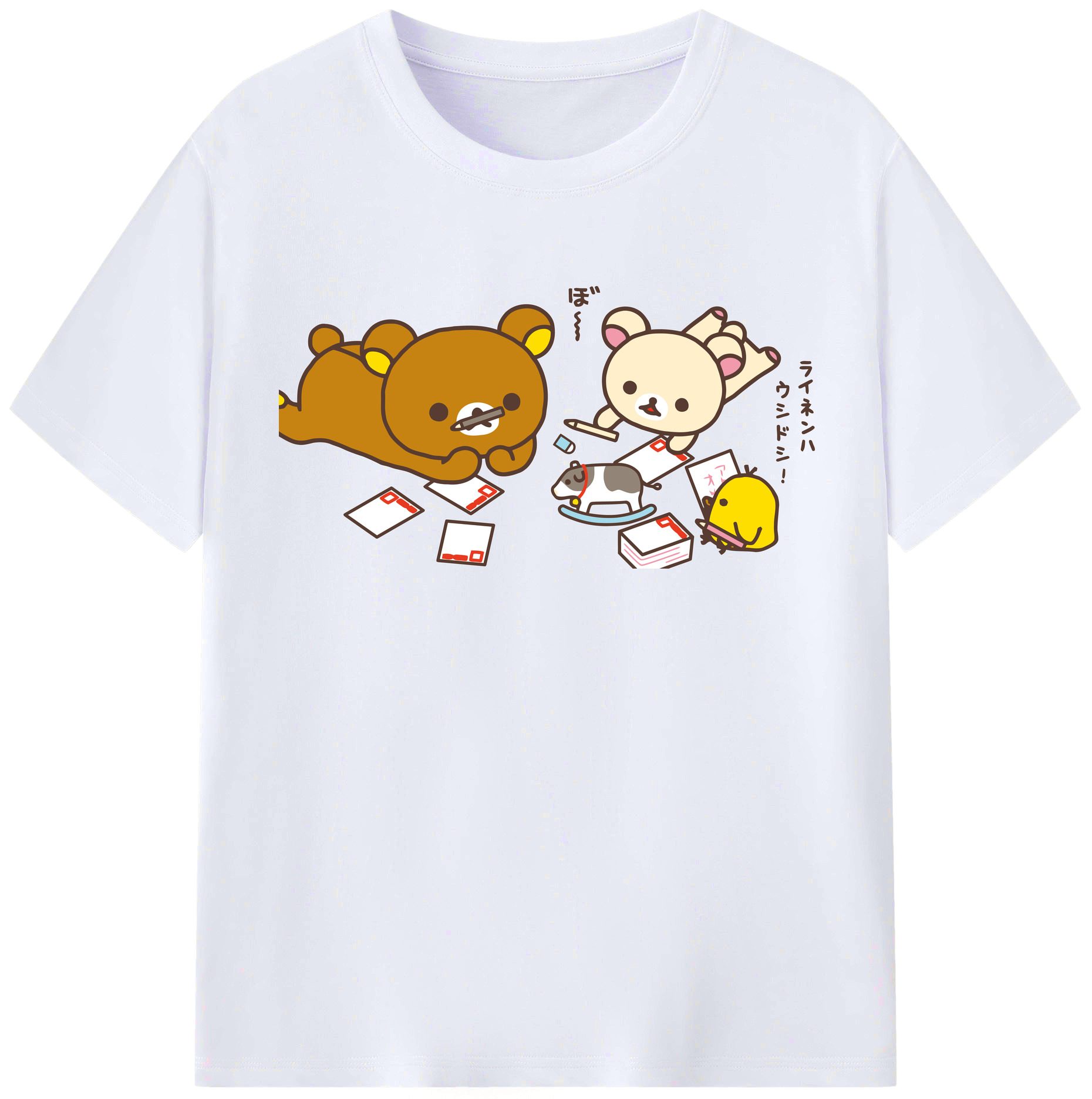 （画像用） リラックマ リラックマ キイロイトリ Rilakkuma Korilakkuma Kiiroitori レディースカジュアルプリントTシャツ（綿100％）