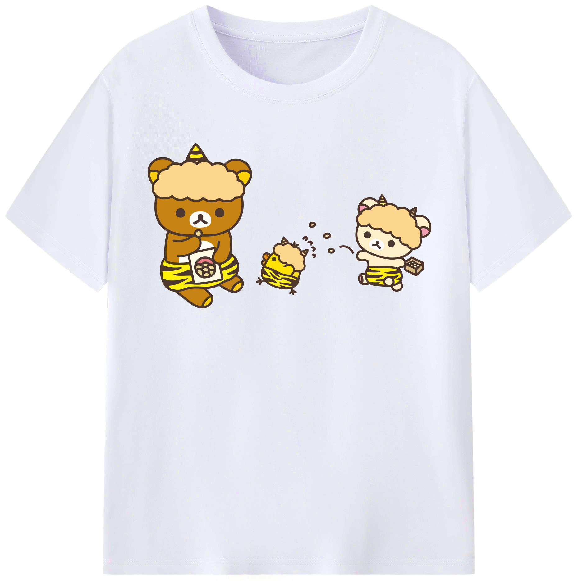 （画像用） リラックマ リラックマ キイロイトリ Rilakkuma Korilakkuma Kiiroitori レディースカジュアルプリントTシャツ（綿100％）
