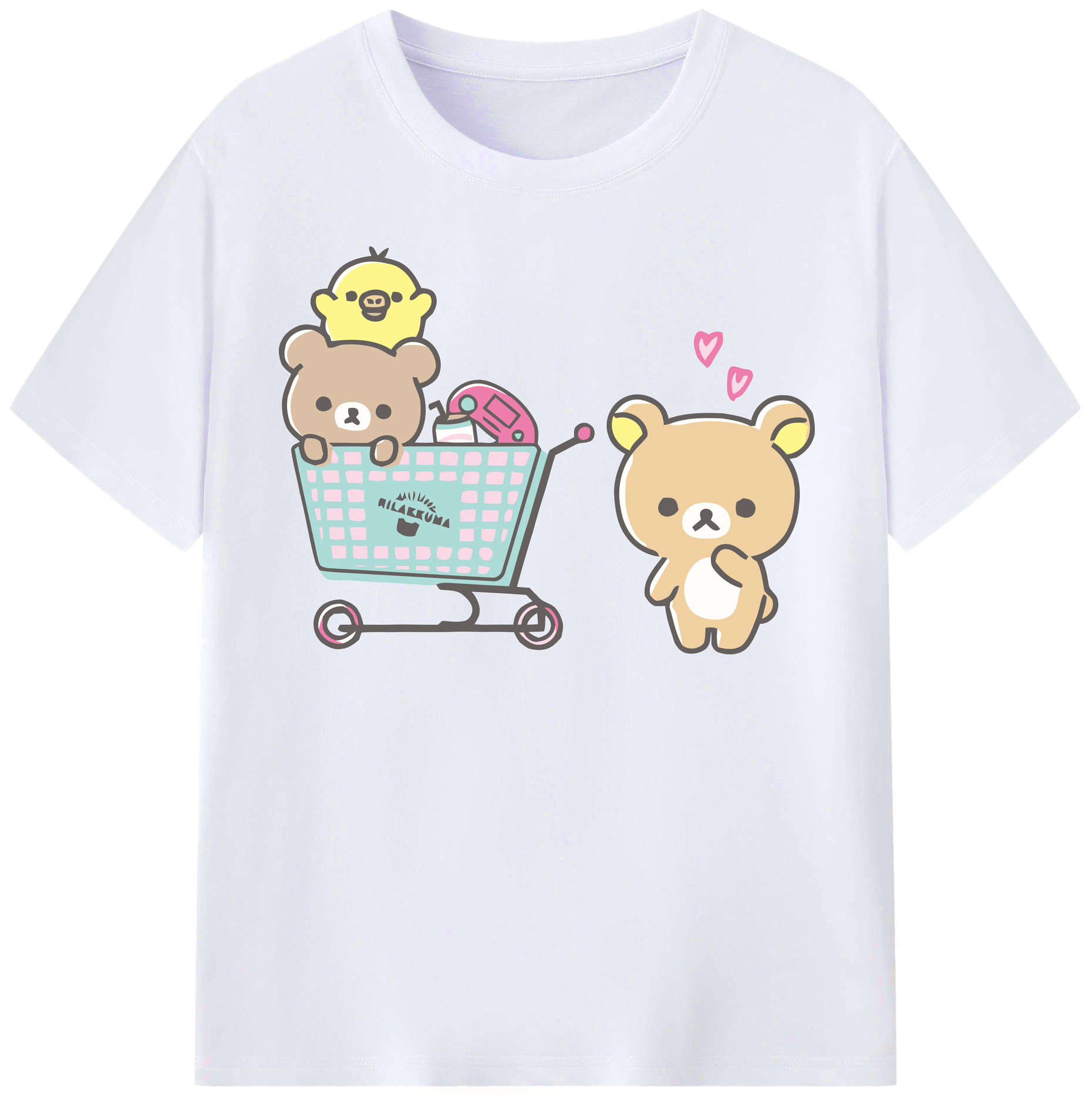 （画像用） リラックマ リラックマ キイロイトリ Rilakkuma Korilakkuma Kiiroitori レディースカジュアルプリントTシャツ（綿100％）
