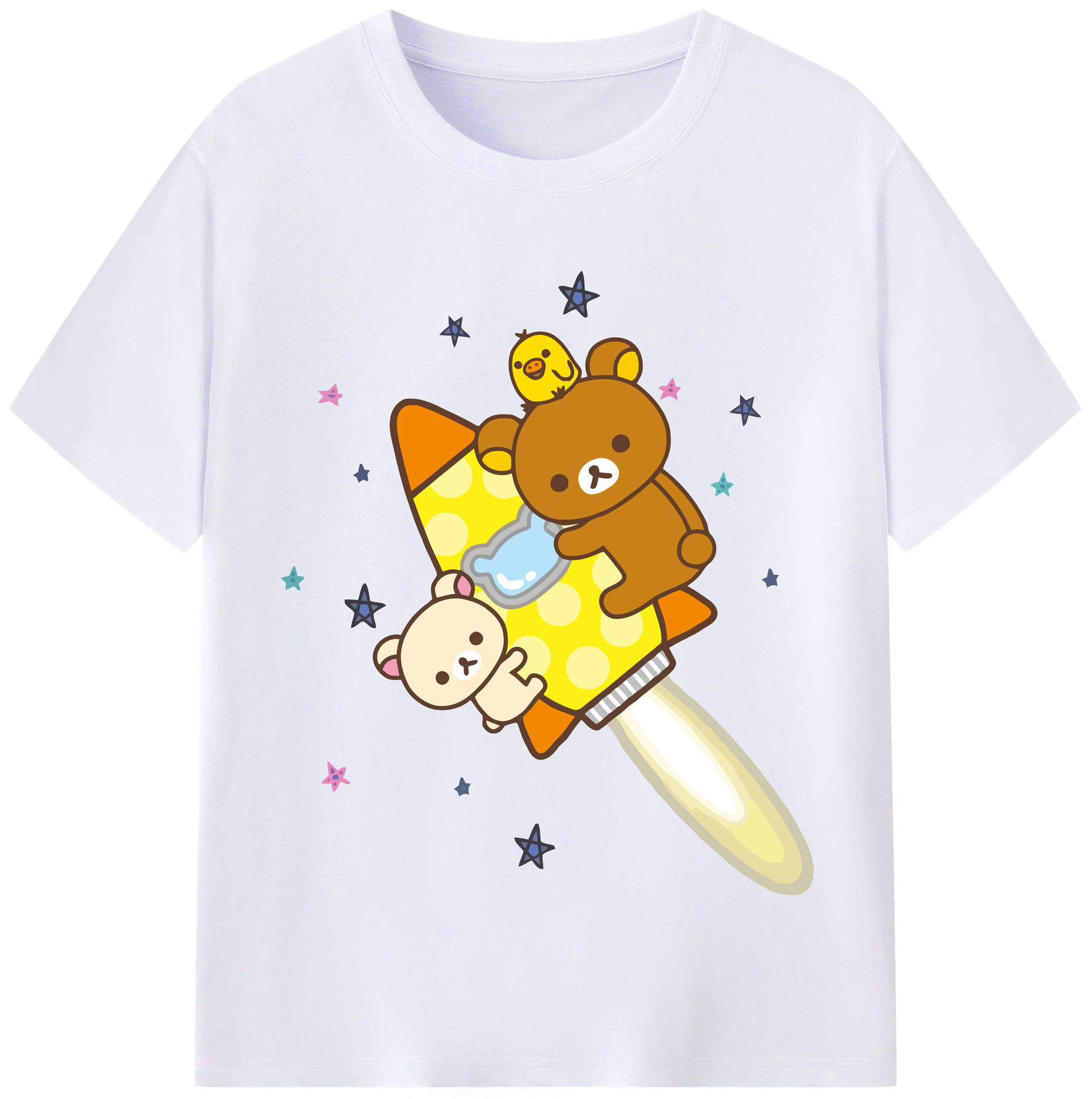 （画像用） リラックマ リラックマ キイロイトリ Rilakkuma Korilakkuma Kiiroitori レディースカジュアルプリントTシャツ（綿100％）