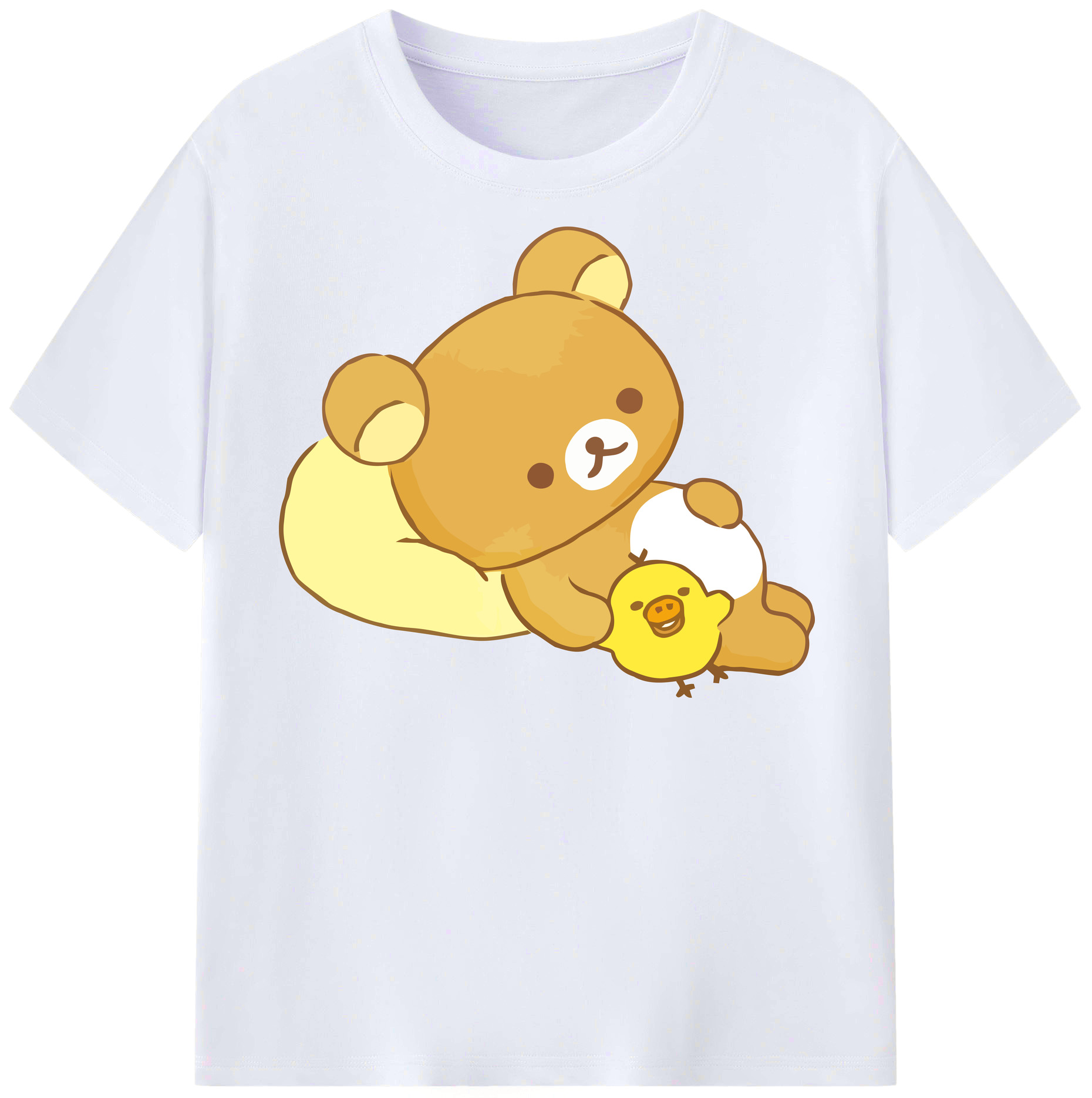 （画像用） リラックマ リラックマ キイロイトリ Rilakkuma Korilakkuma Kiiroitori レディースカジュアルプリントTシャツ（綿100％）