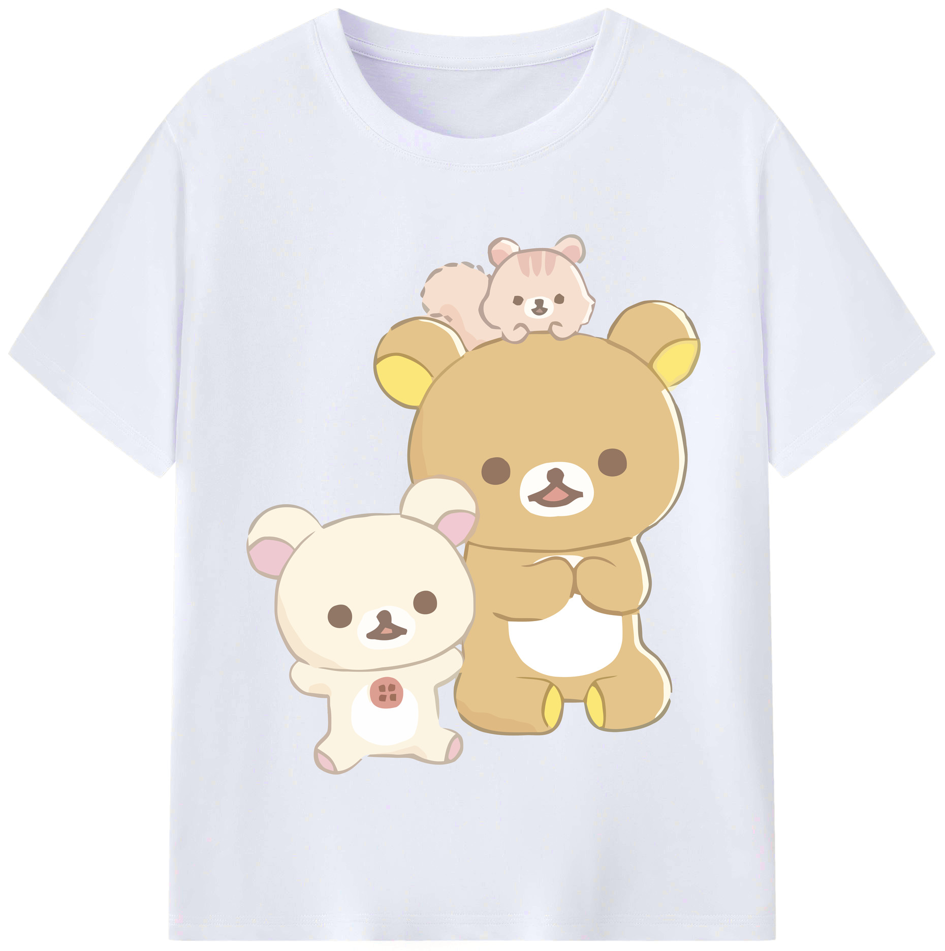 （画像用） リラックマ リラックマ キイロイトリ Rilakkuma Korilakkuma Kiiroitori レディースカジュアルプリントTシャツ（綿100％）
