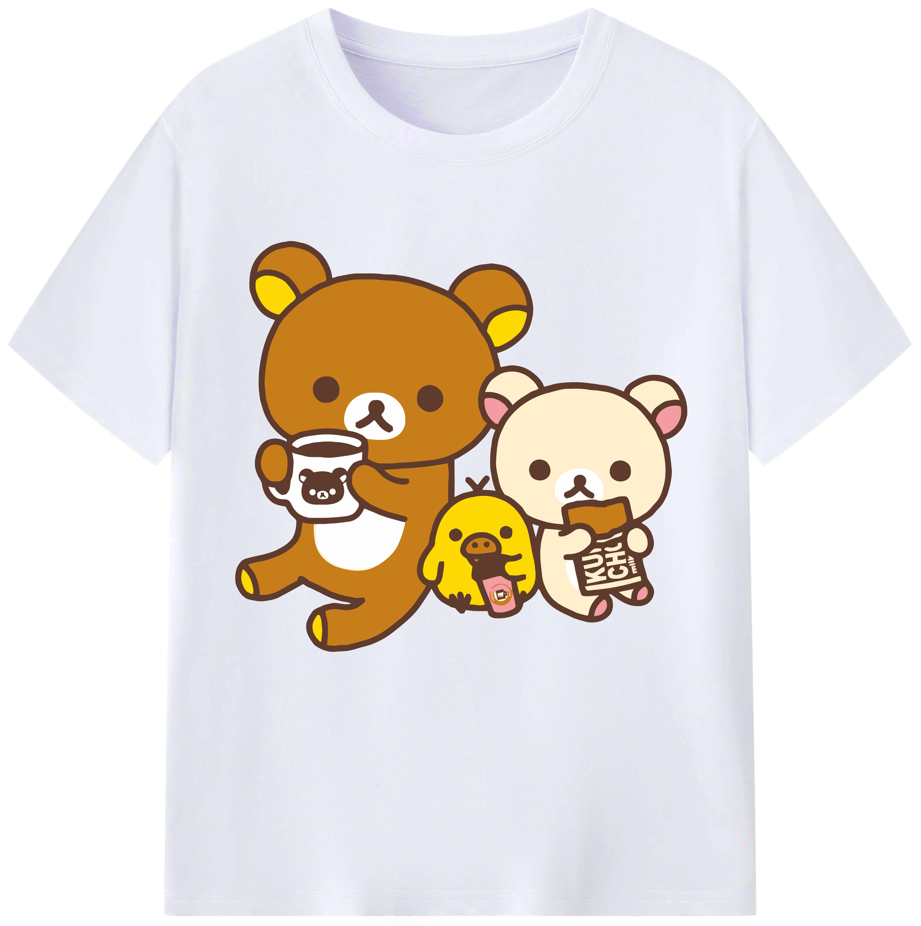 （画像用） リラックマ リラックマ キイロイトリ Rilakkuma Korilakkuma Kiiroitori レディースカジュアルプリントTシャツ（綿100％）