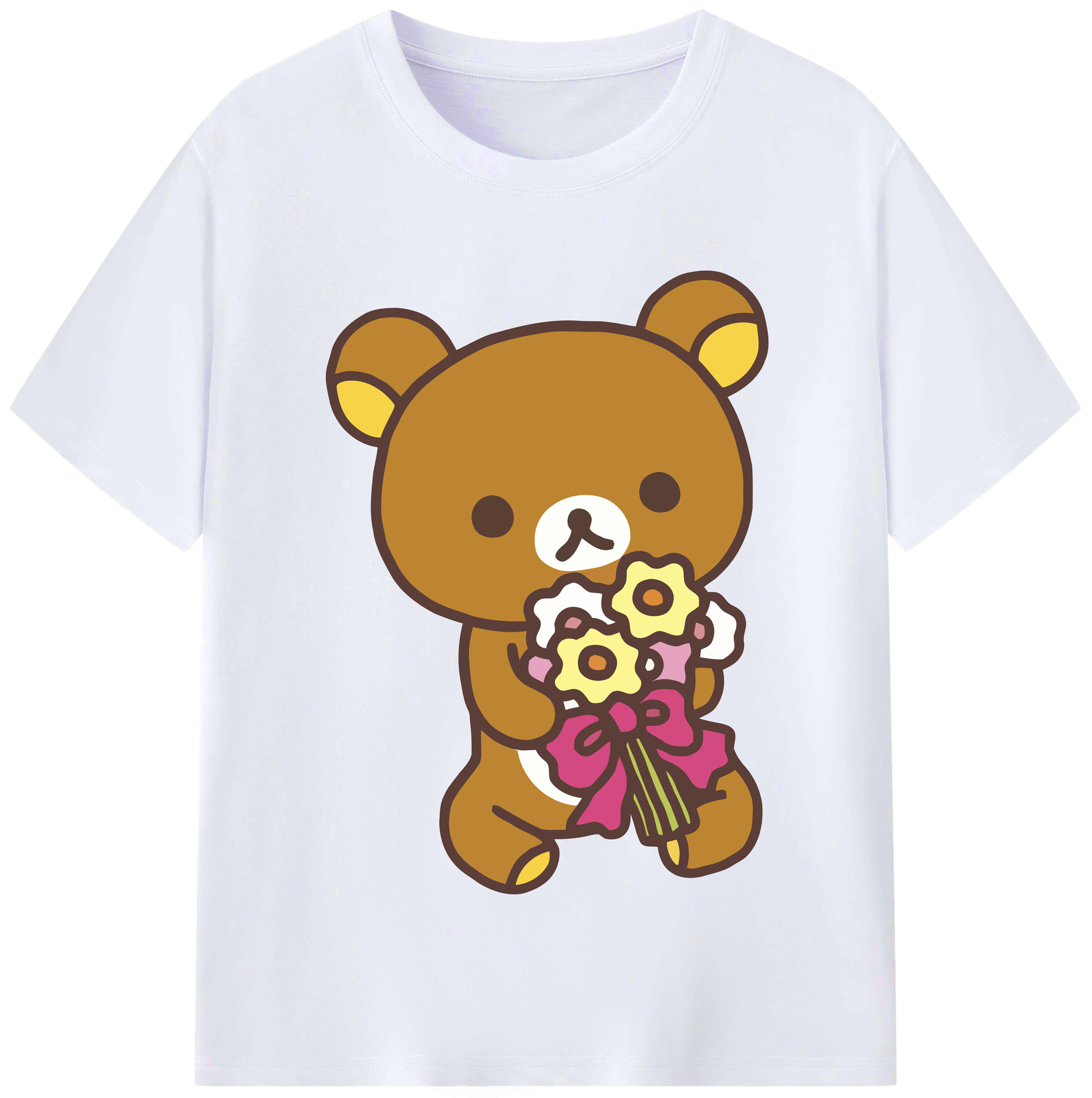 （画像用） リラックマ リラックマ キイロイトリ Rilakkuma Korilakkuma Kiiroitori レディースカジュアルプリントTシャツ（綿100％）