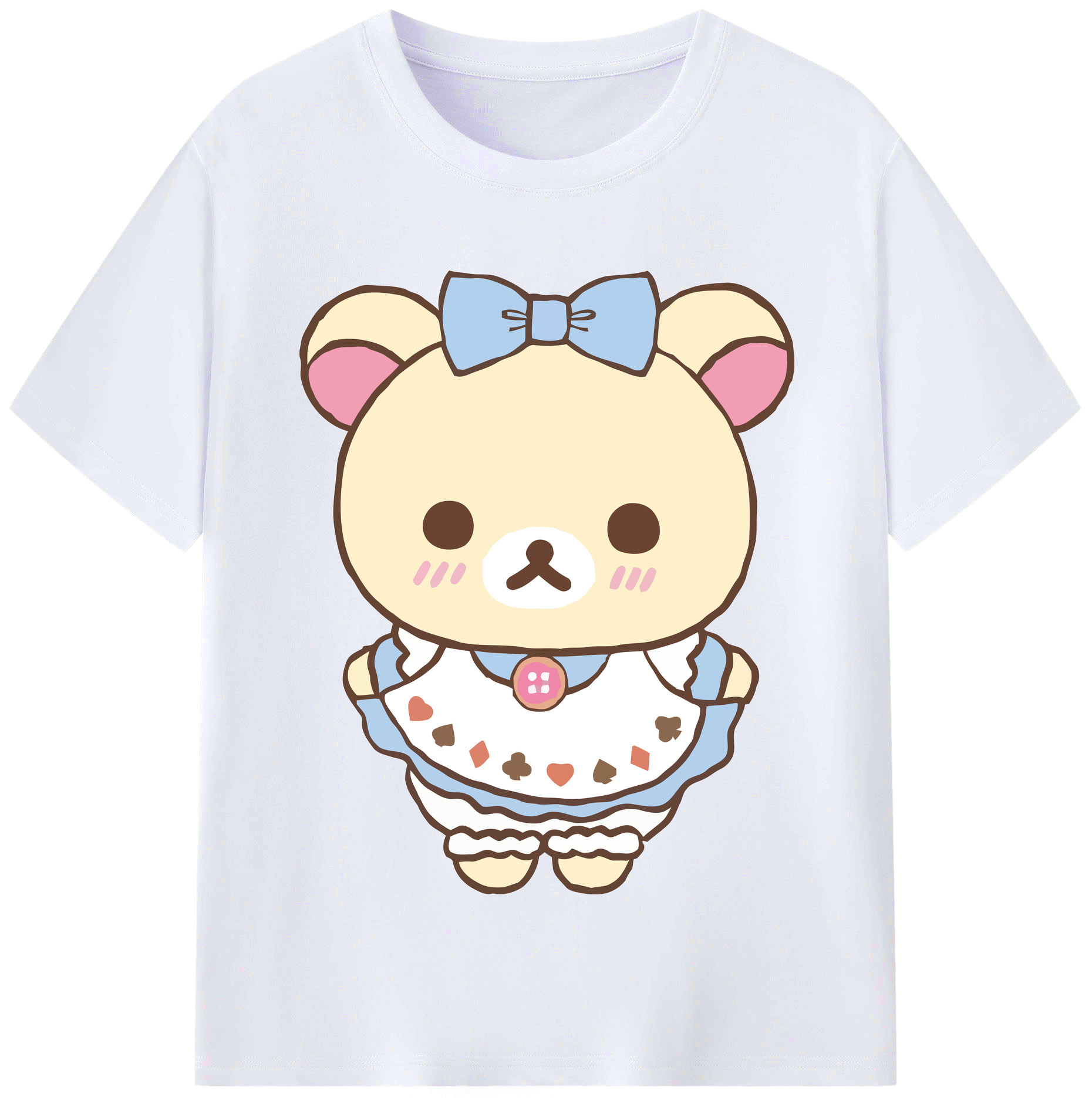 （画像用） リラックマ リラックマ キイロイトリ Rilakkuma Korilakkuma Kiiroitori レディースカジュアルプリントTシャツ（綿100％）
